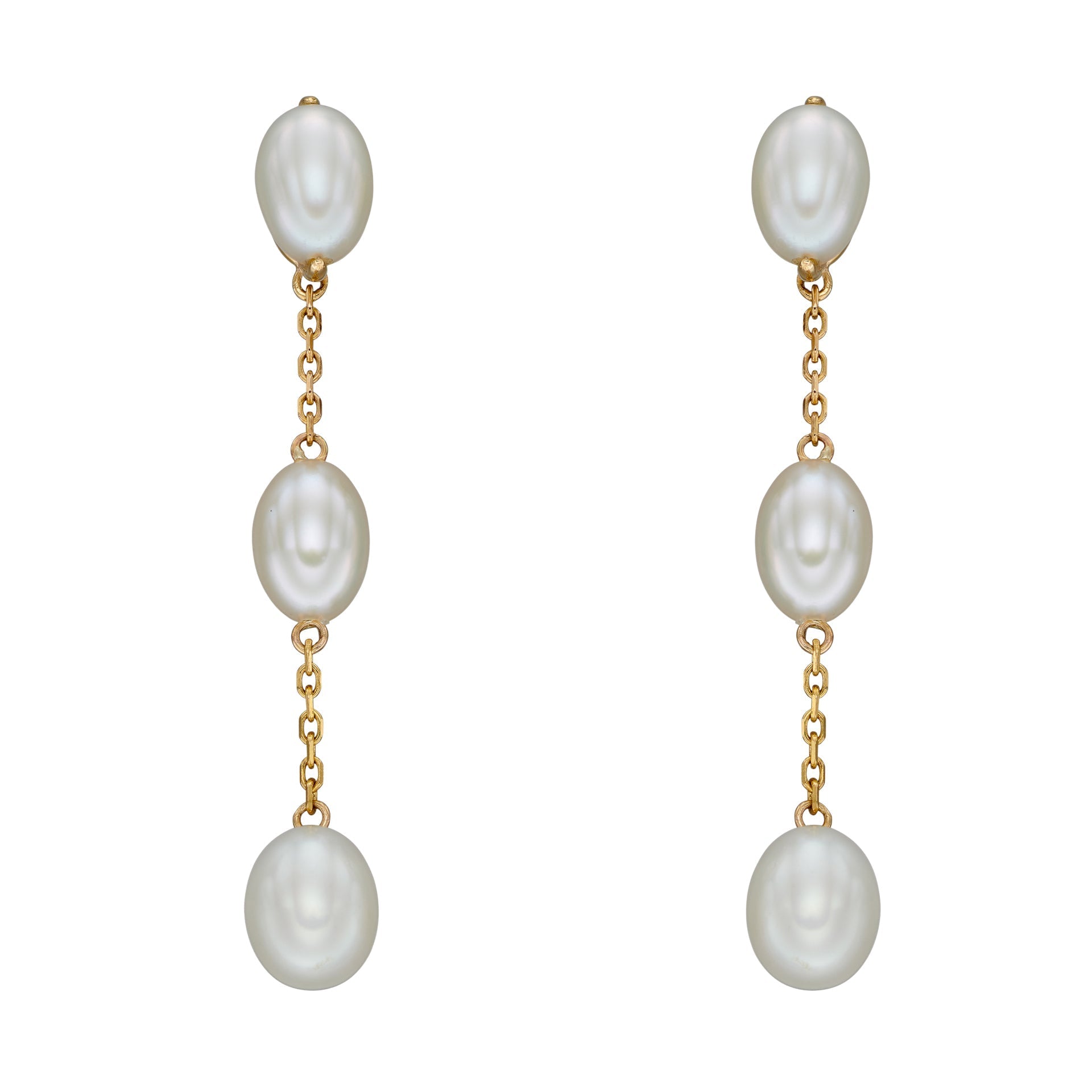 Elements Gold Freshwater Pearl Tier Drop Earrings