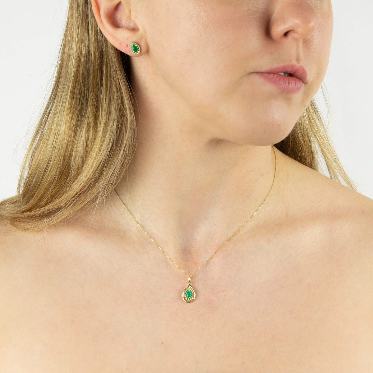 Elements Gold Teardrop Earrings with Precious Stone