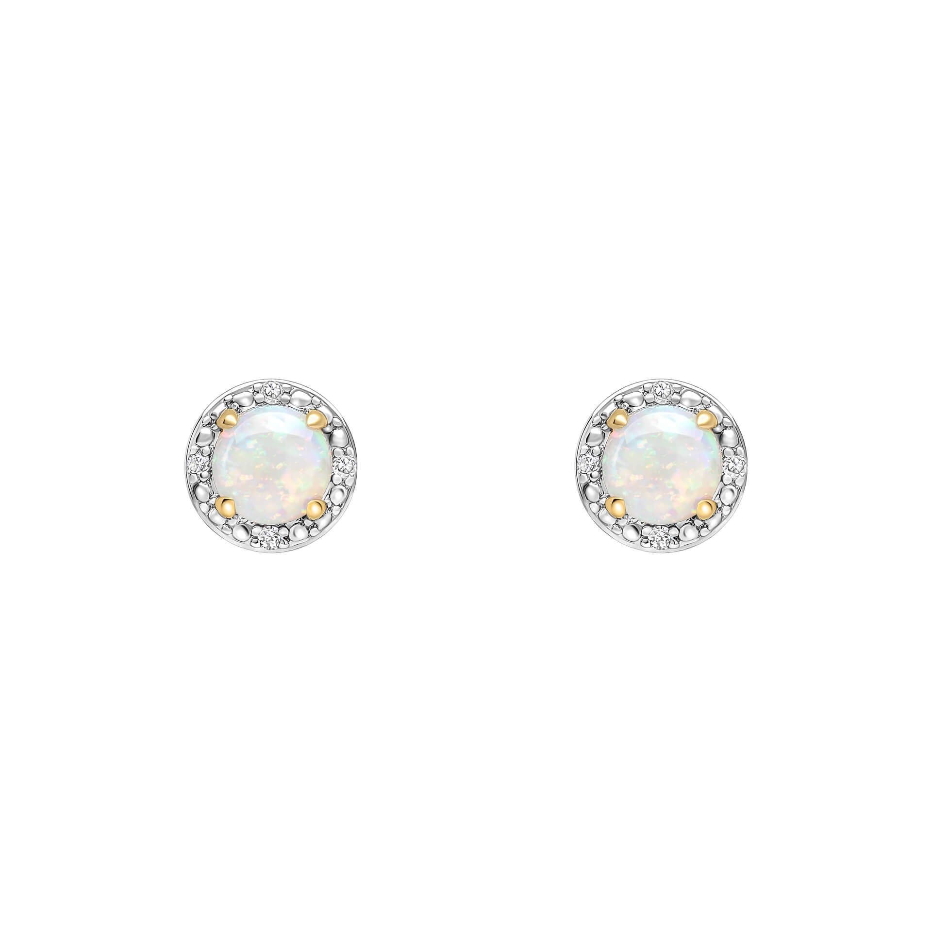 Elements Gold Round Diamond Surround Opal Stud Earrings