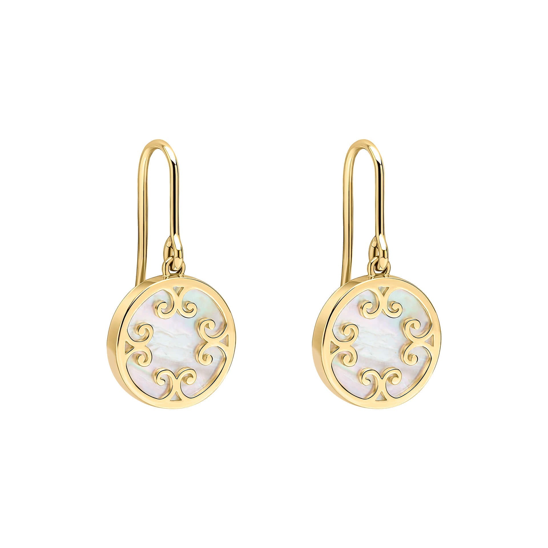 Elements Gold Mother Of Pearl Inlay Swirl Earrings