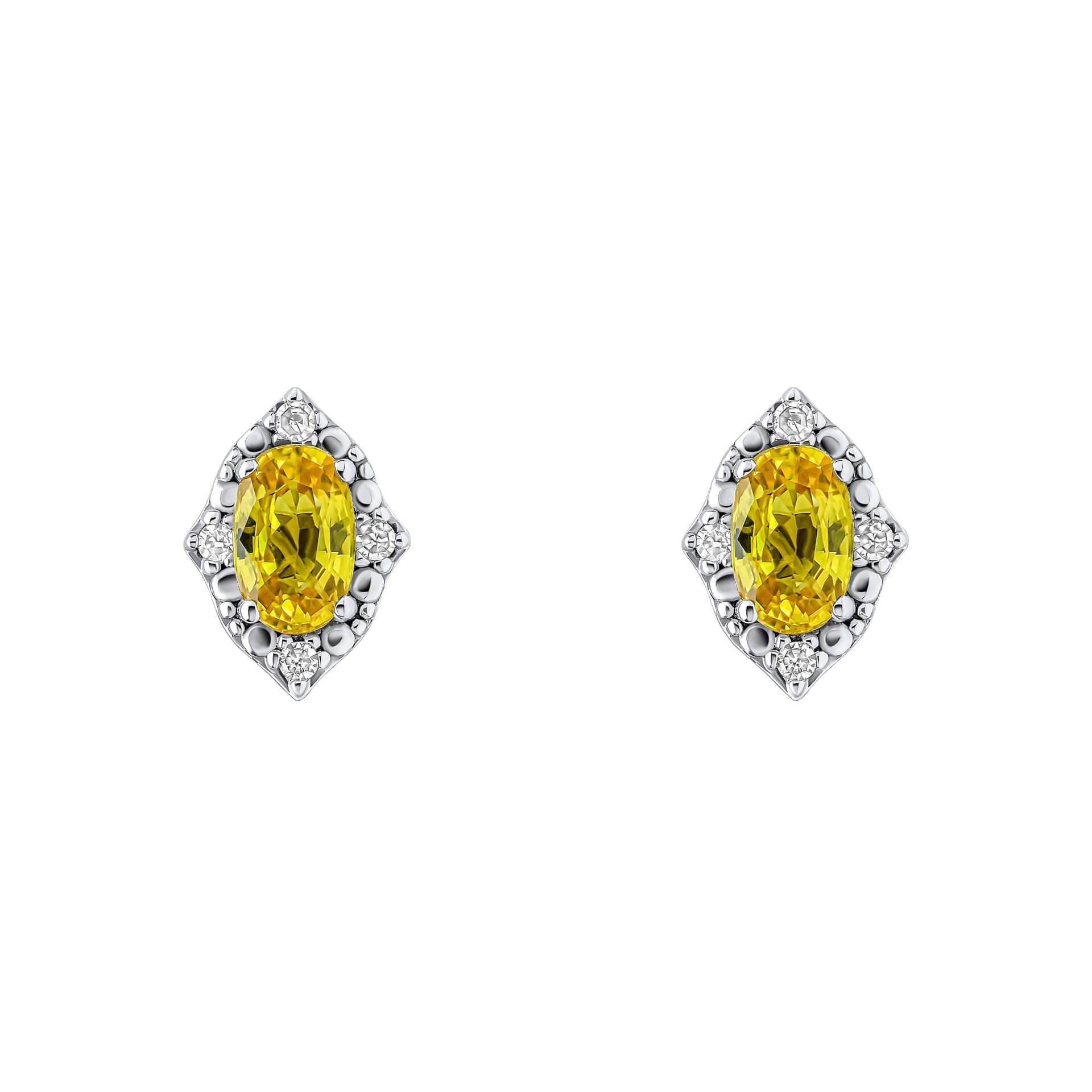 Elements Gold Oval Sapphire and Diamond Stud Earrings