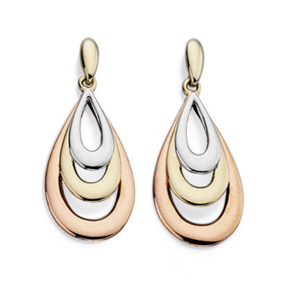 Elements Gold Tri-Metal Teardrop Earrings