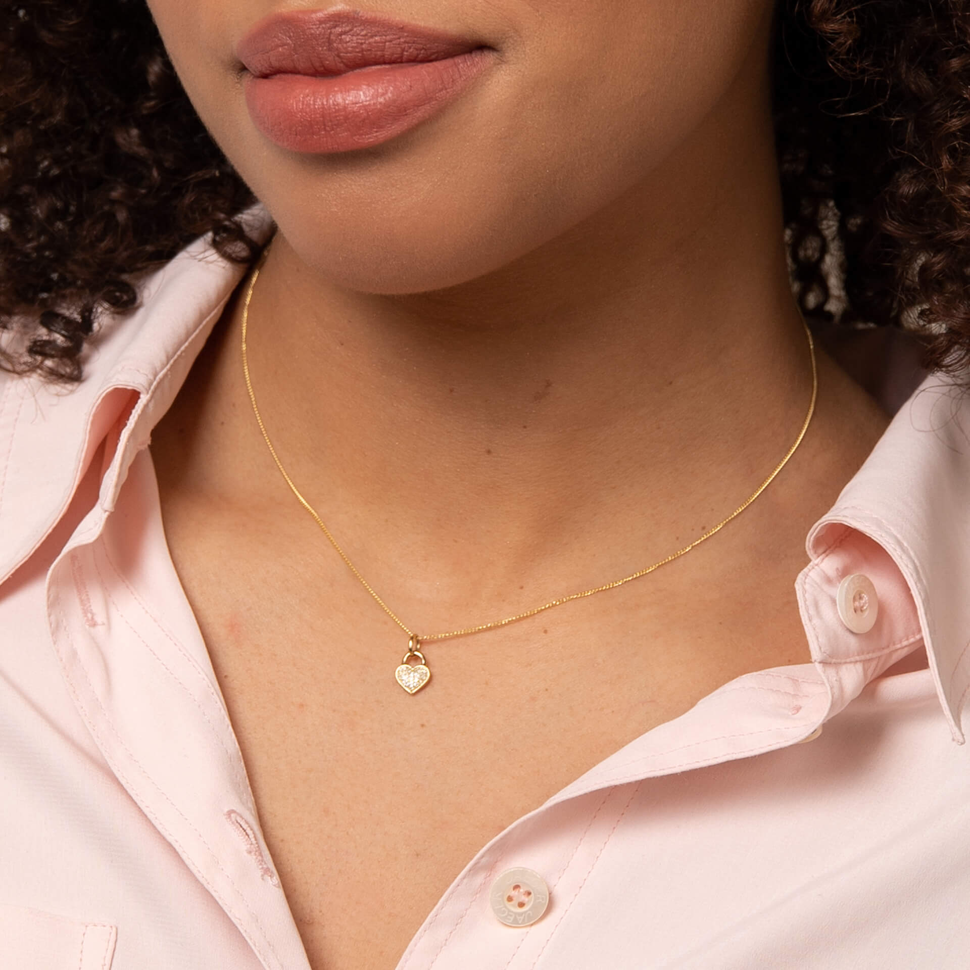Elements Gold Heart Padlock Pendant with Pave Diamond