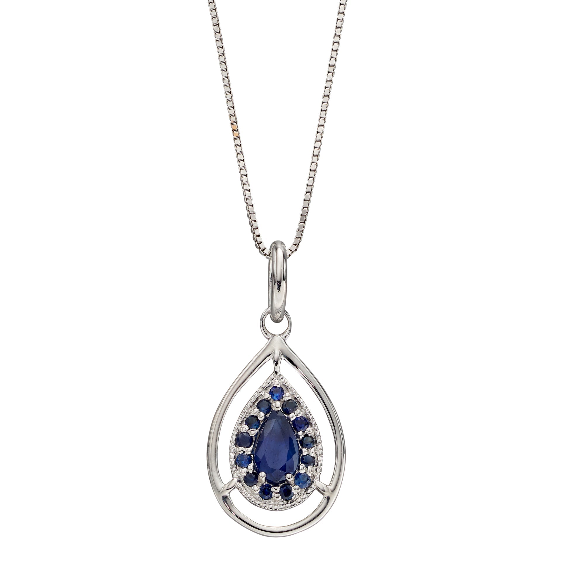 Elements Gold Cut Out Teardrop Pendant with Precious Stone