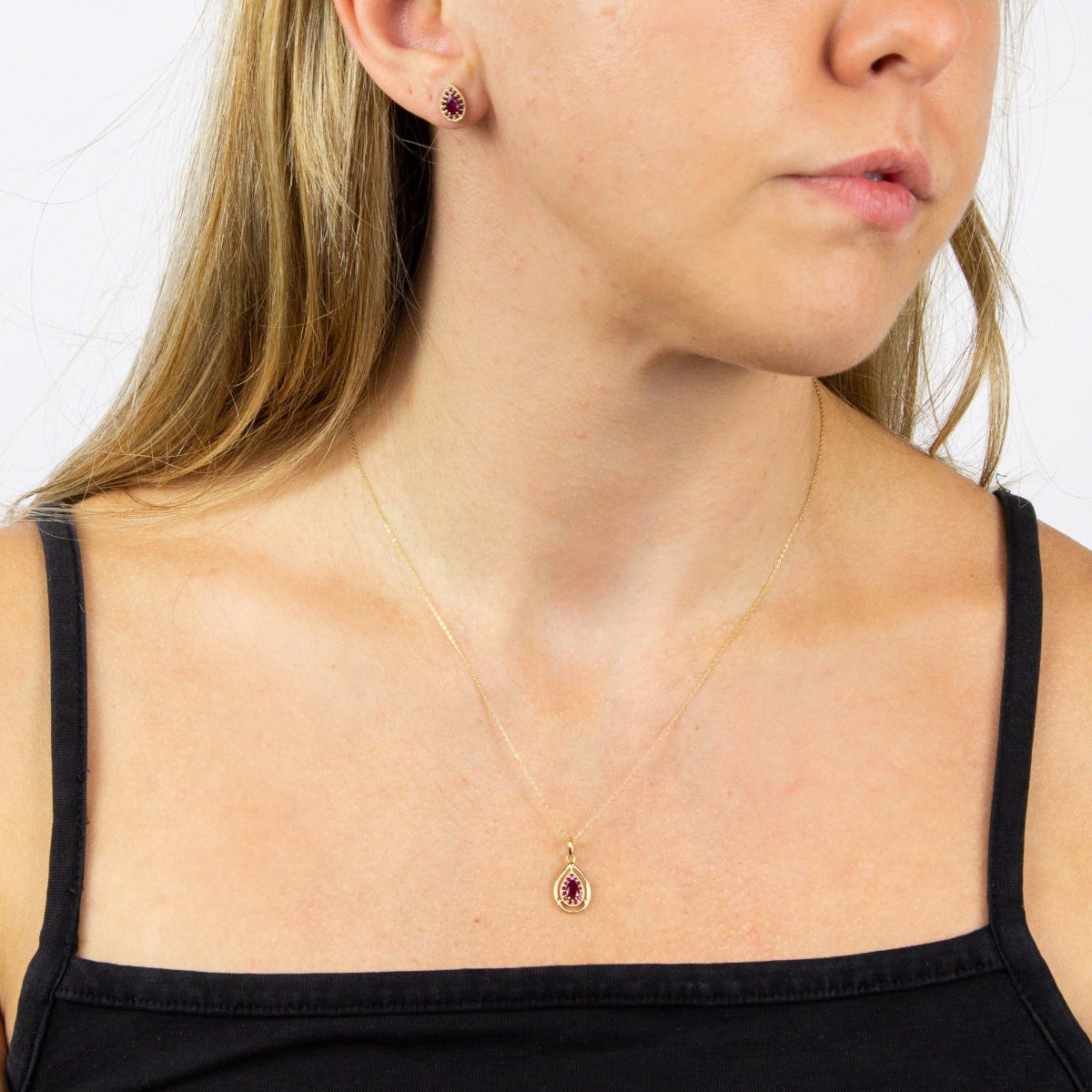 Elements Gold Cut Out Teardrop Pendant with Precious Stone