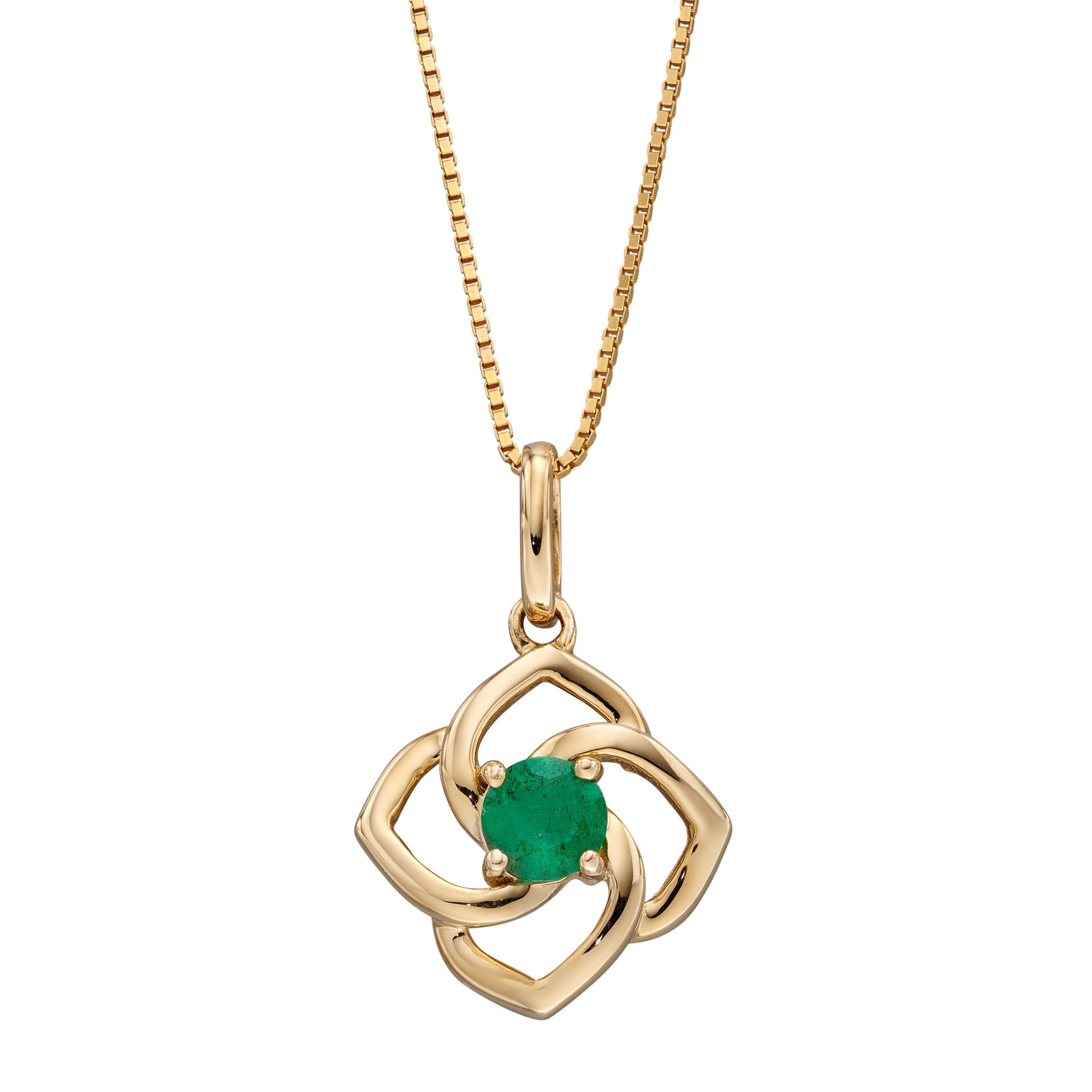 Elements Gold Cut Out Flower Pendant with Emerald