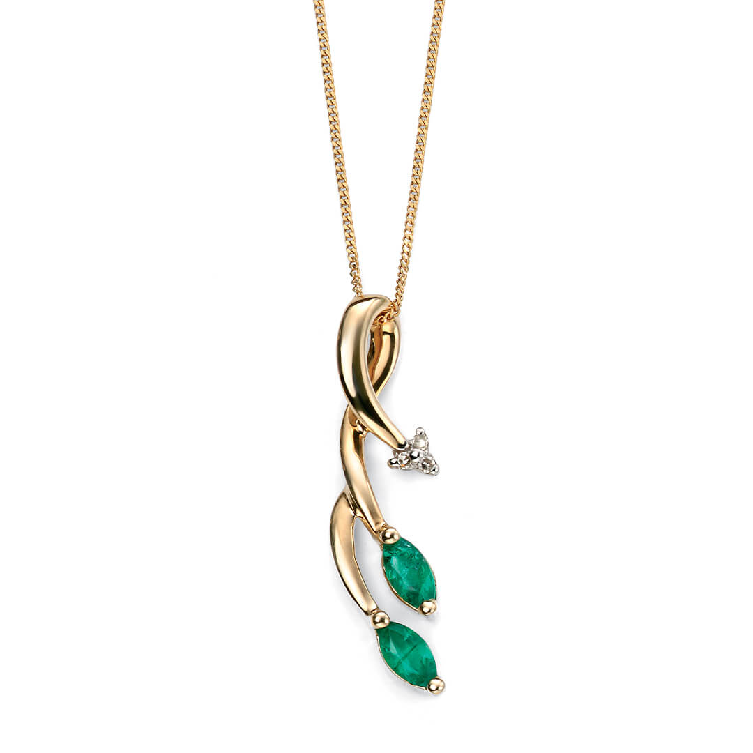 Elements Gold Vine Style Pendant with Emerald