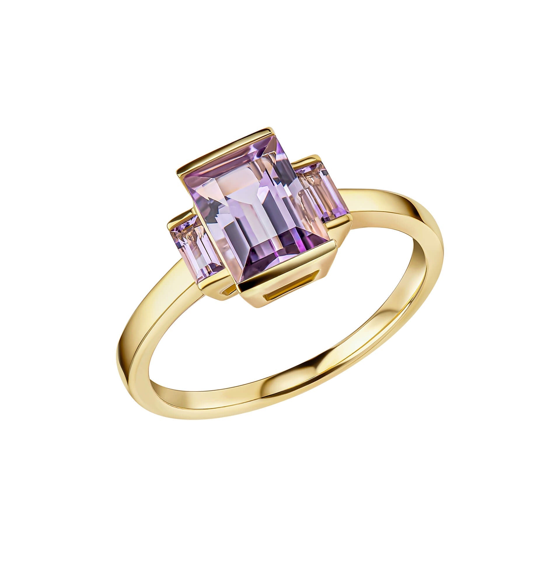 Elements Gold Trilogy Amethyst Ring