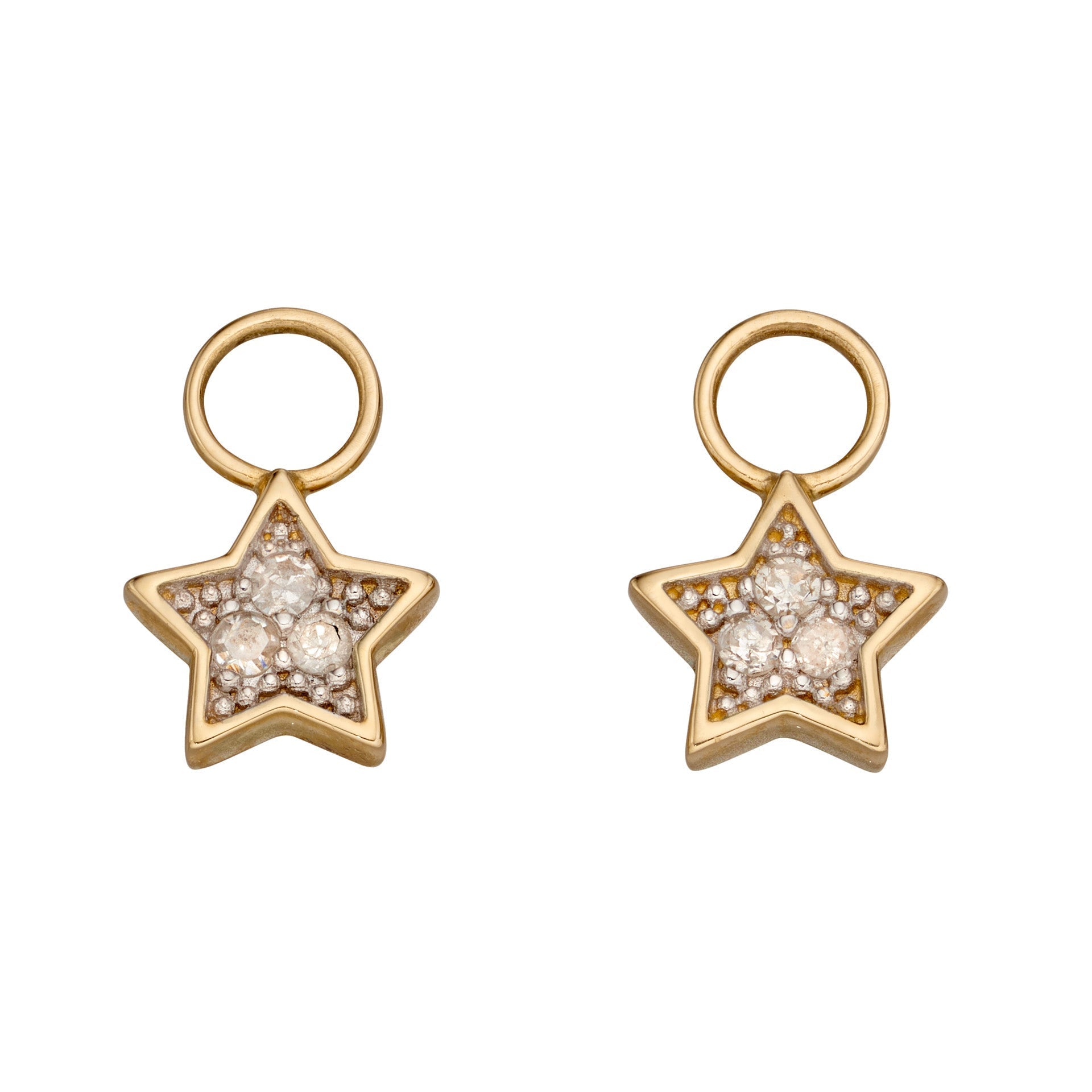 Elements Gold Star Shaped Diamond Hoop Earring Charms