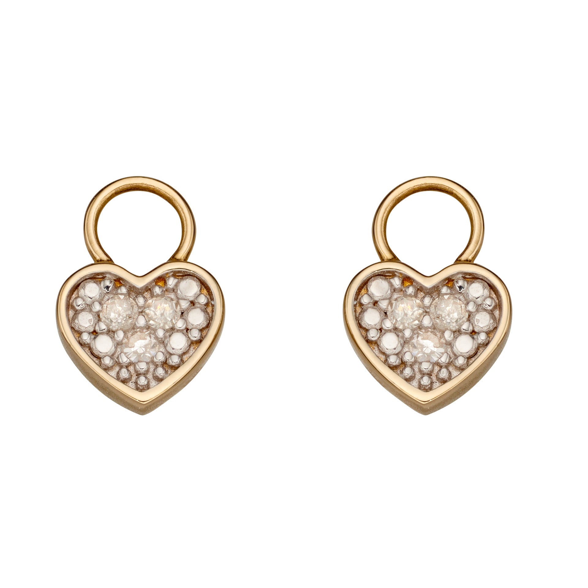 Elements Gold Heart Shaped Diamond Hoop Earring Charms