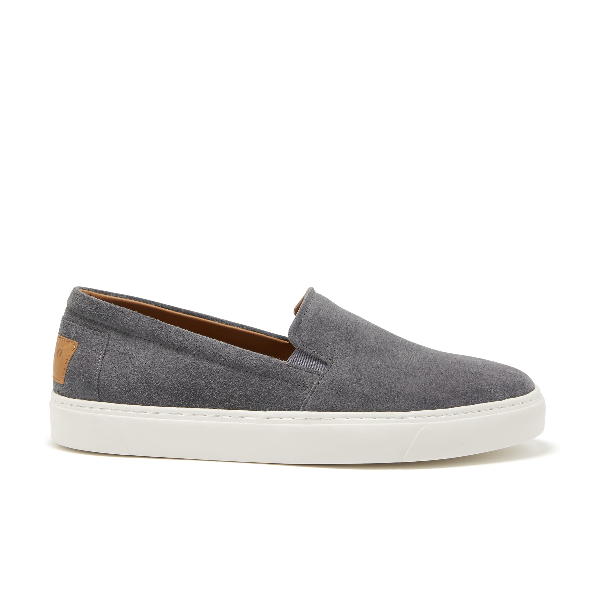 Sneakers slip-on, pelle scamosciata grigio ardesia