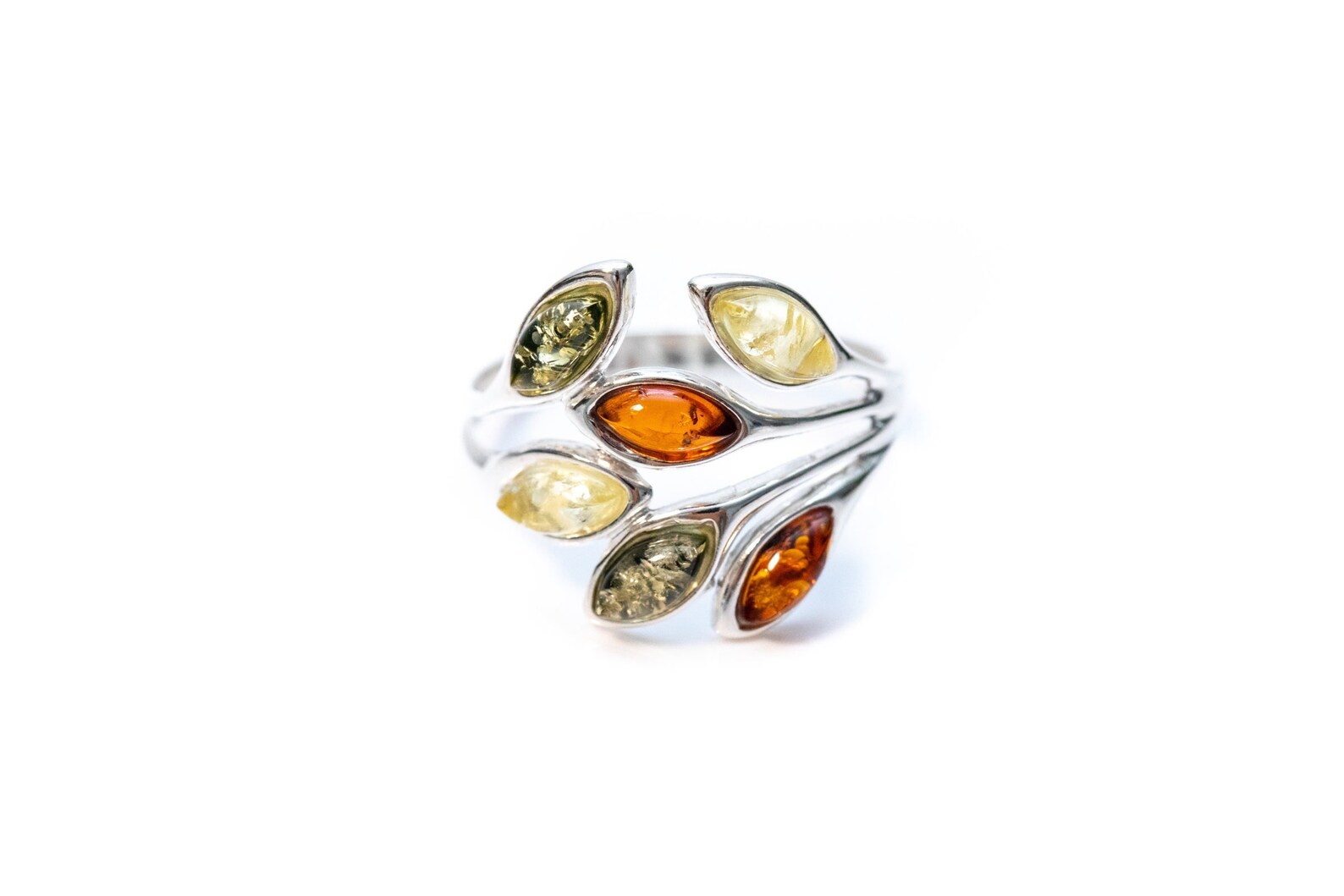 Anello Floreale Multicolore Ambra