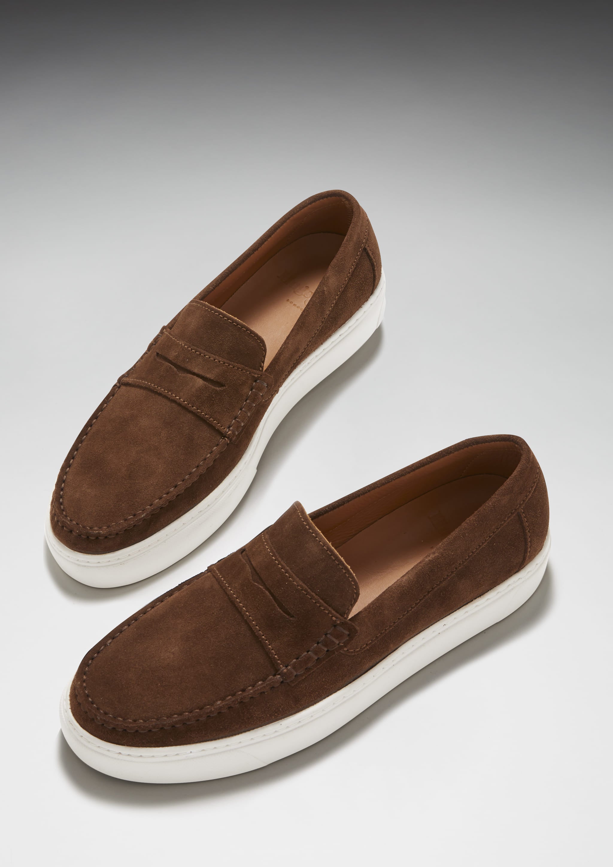 Mocassini da ginnastica slip-on, pelle scamosciata marrone