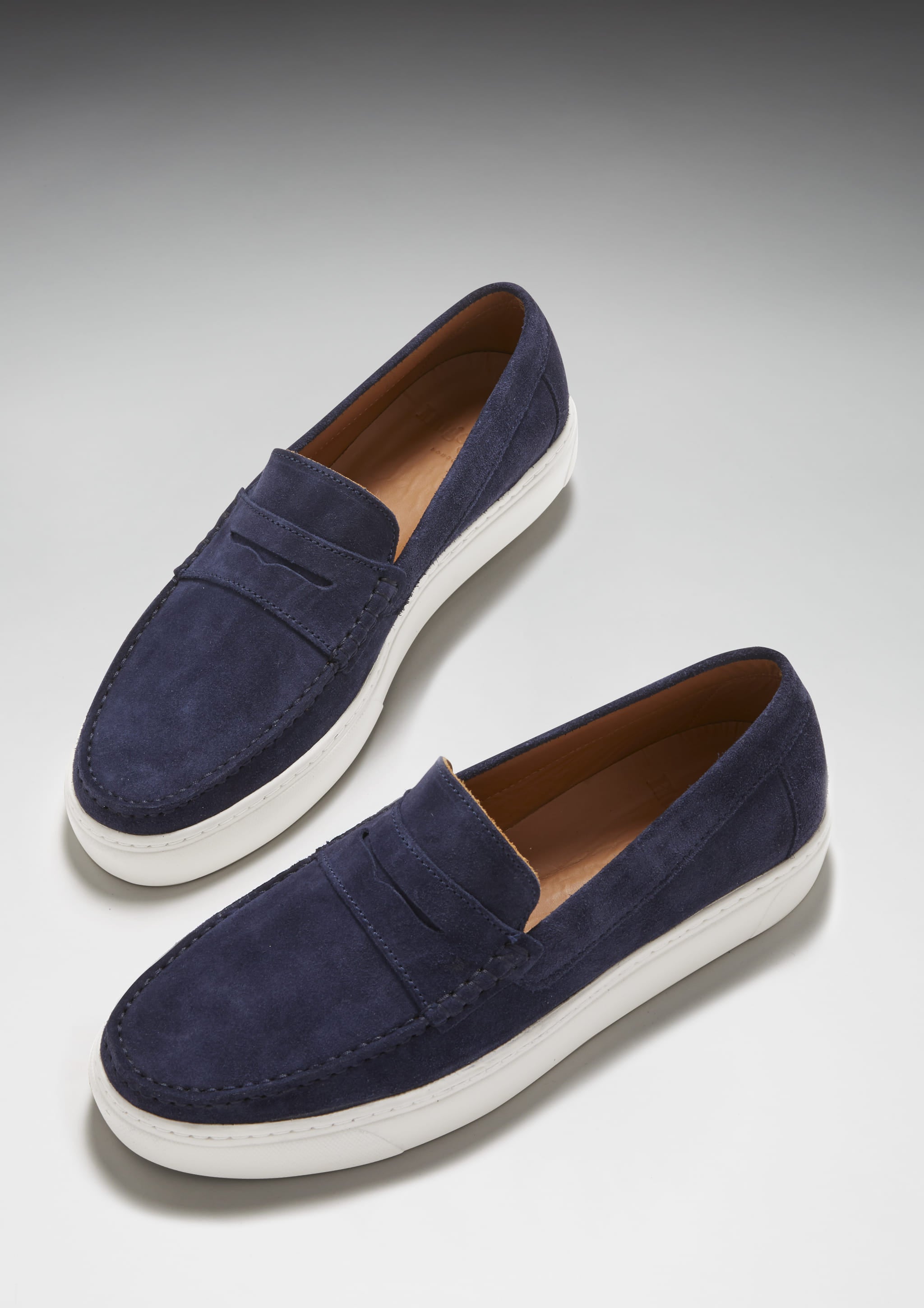 Mocassini da ginnastica slip-on, pelle scamosciata blu navy