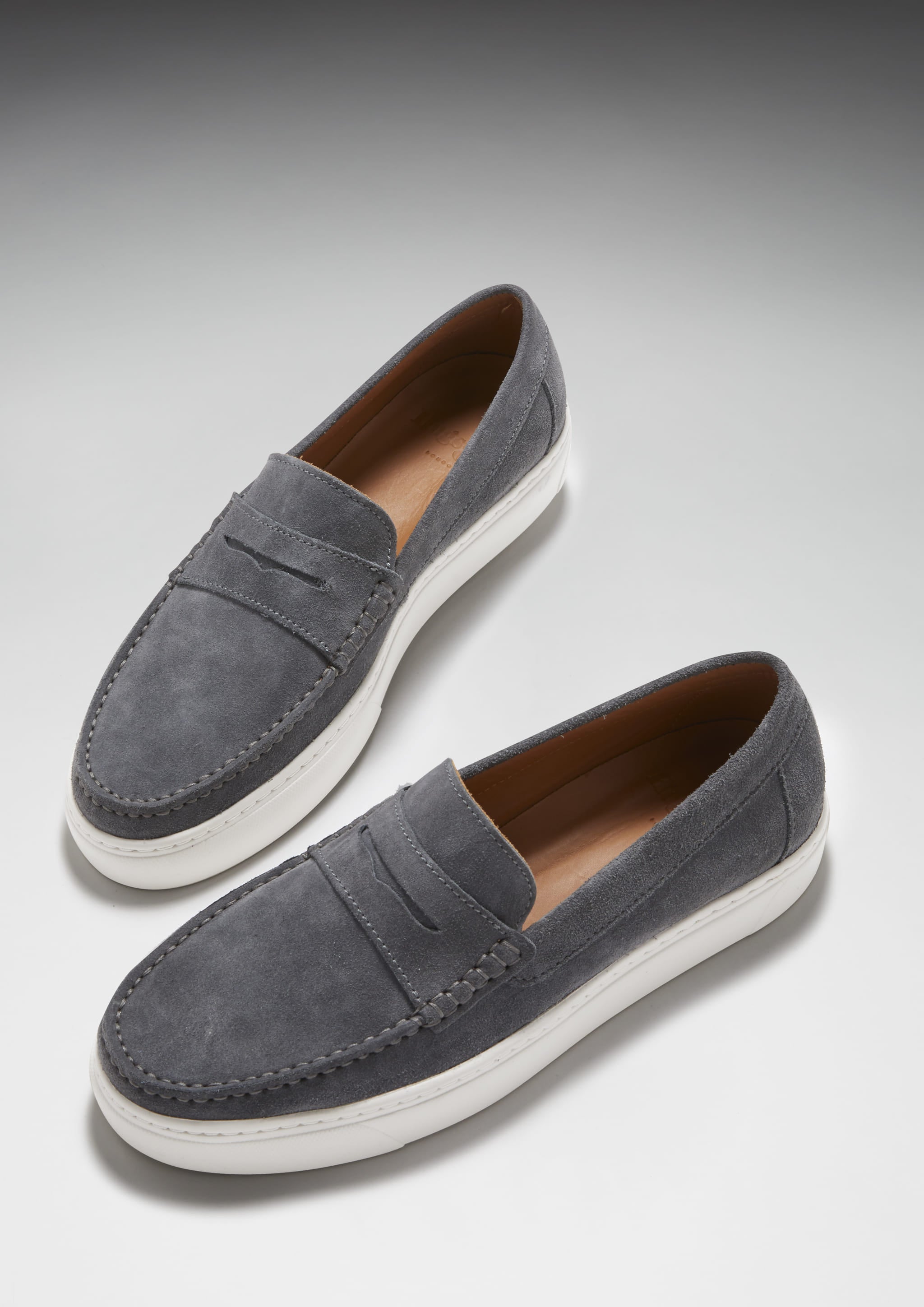 Mocassini da ginnastica slip-on in pelle scamosciata grigio ardesia