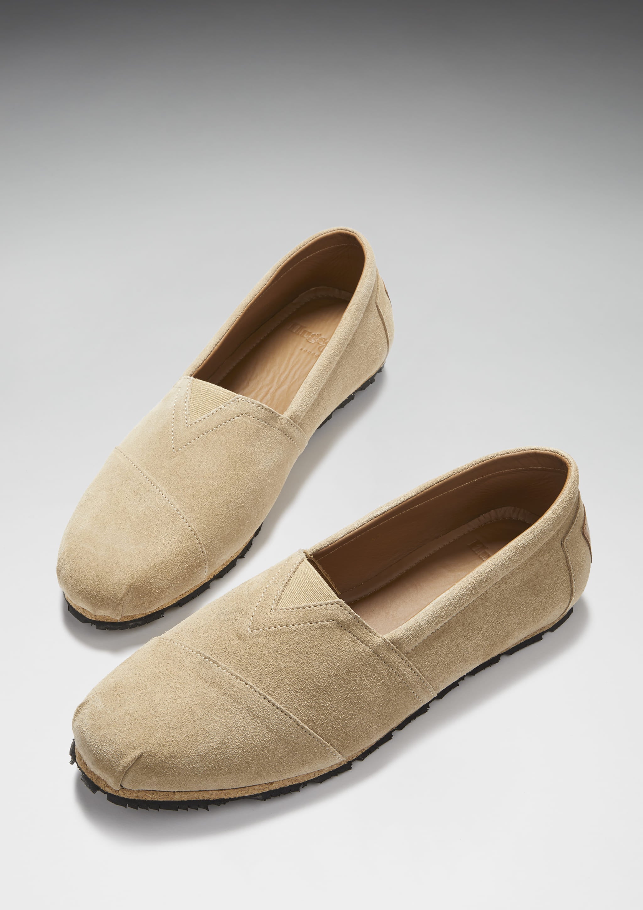 Espadrillas con suola a carrarmato, camoscio color tortora