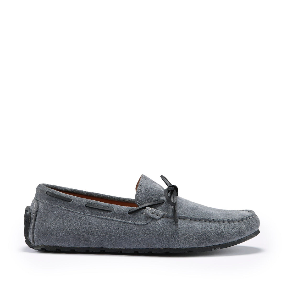 Mocassini da guida stringati Tyre Sole, in pelle scamosciata grigio ardesia