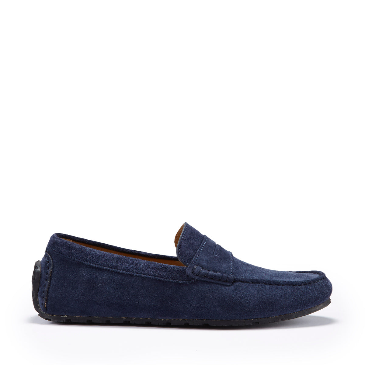 Mocassini Penny Loafers, suola con rilievi, in pelle scamosciata blu navy