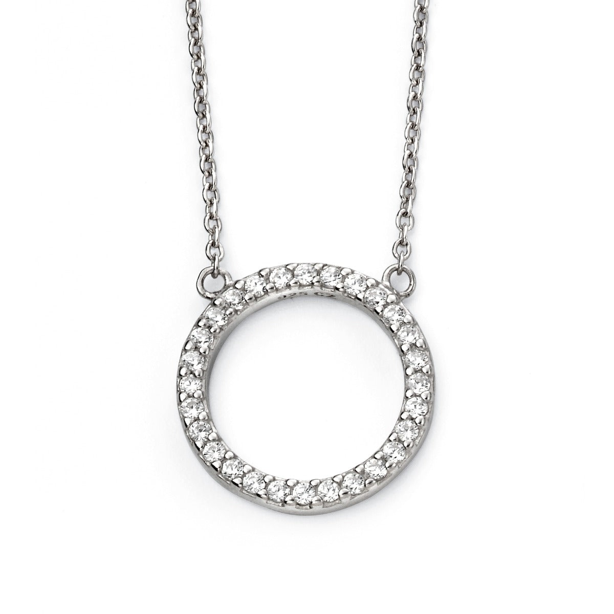 Beginnings Pave Open Circle Necklace with Cubic Zirconia 42+5cm