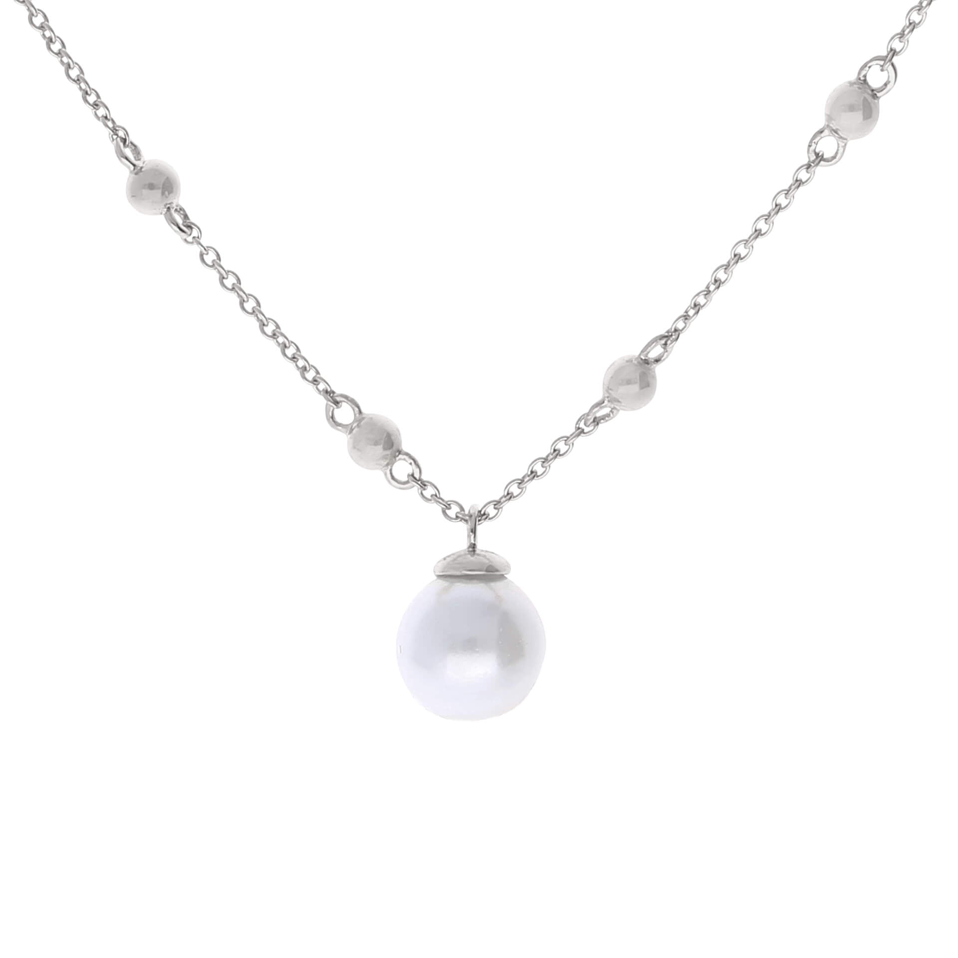 Diamonfire Station Necklace with Shell Pearl