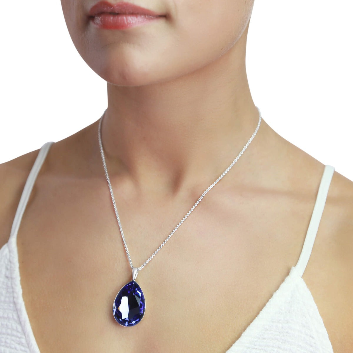 Beginnings Large Teardrop Pendant with Tanzanite Crystal