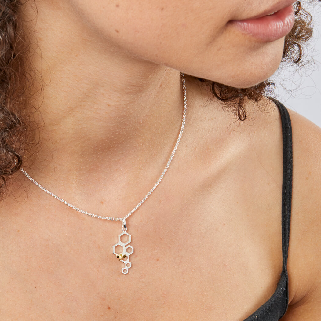 Beginnings Yellow Gold Plated Bee and Honeycomb Pendant