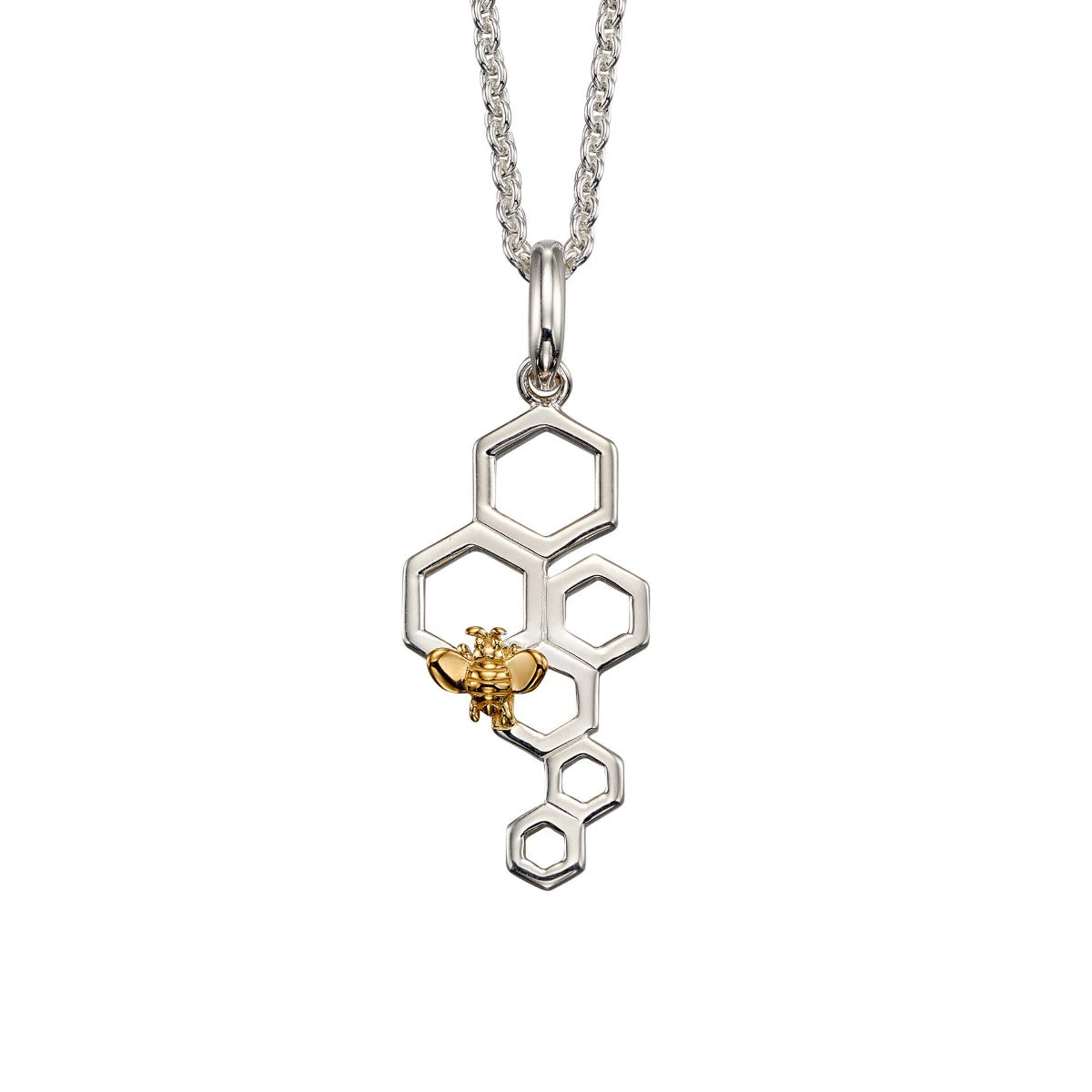 Beginnings Yellow Gold Plated Bee and Honeycomb Pendant