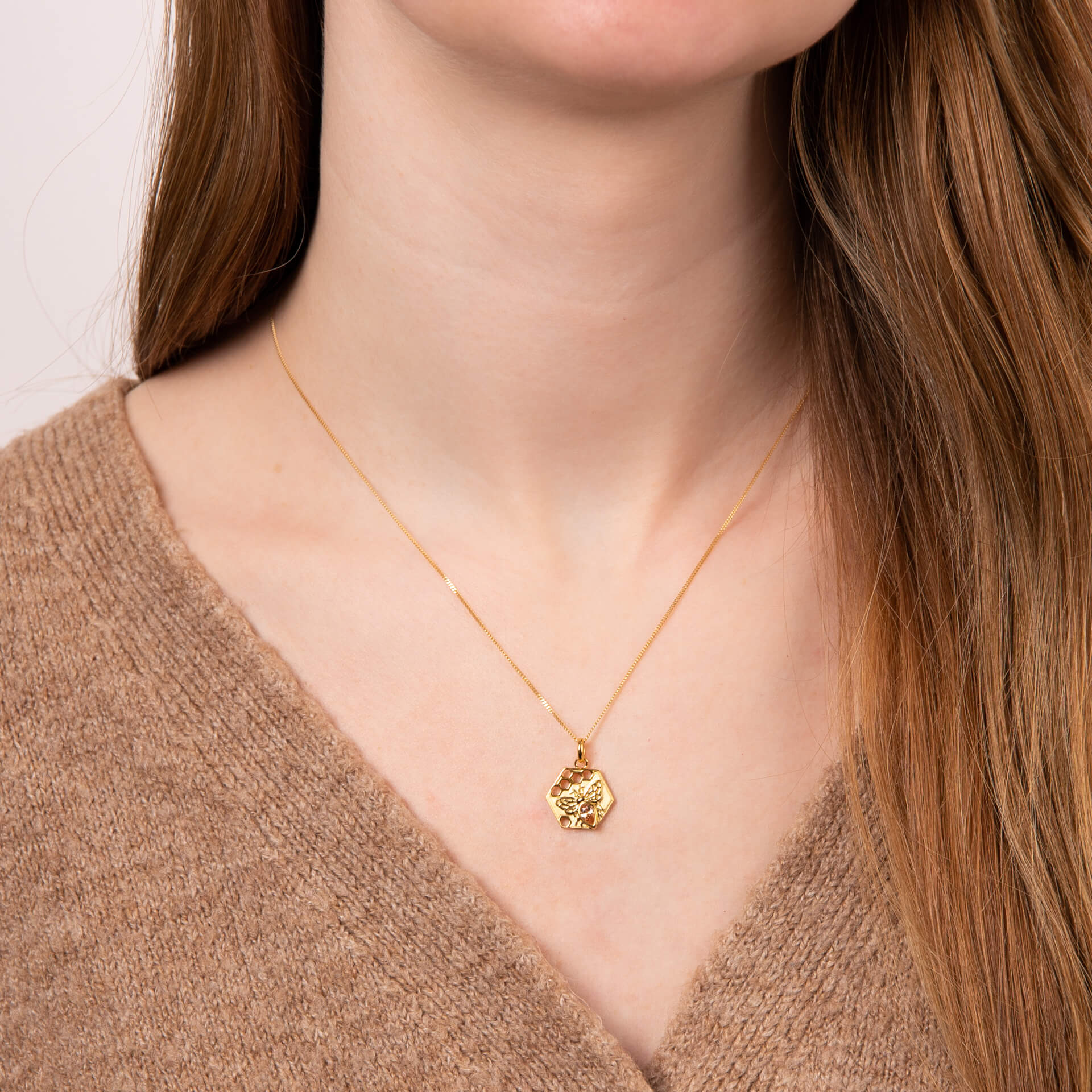 Beginnings Hexagon Bee Pendant