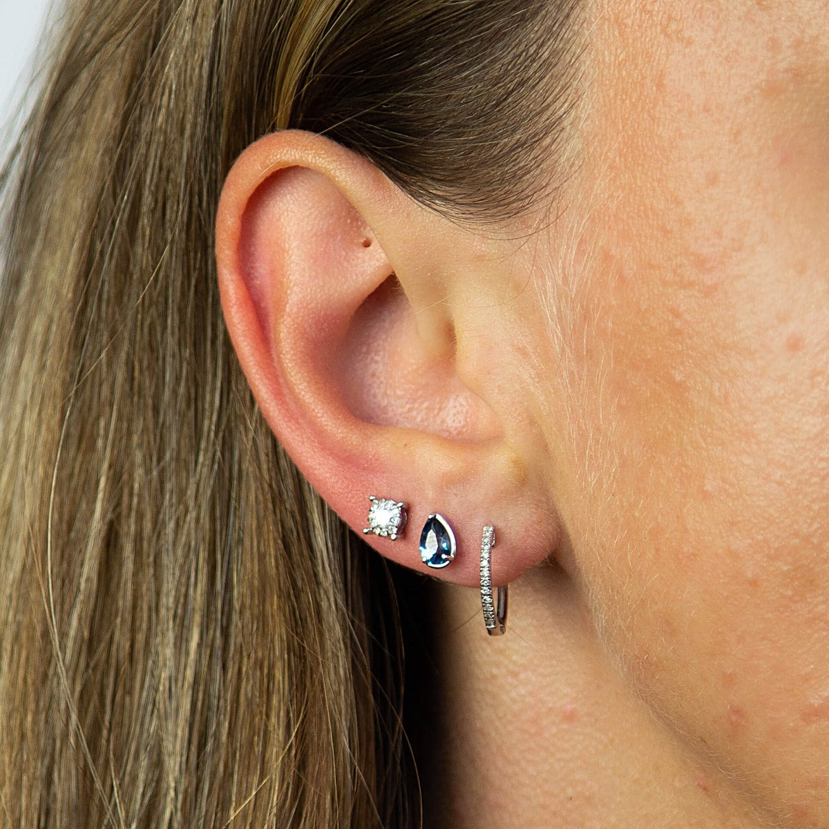 Elements Gold Diamond Cluster Stud Earrings