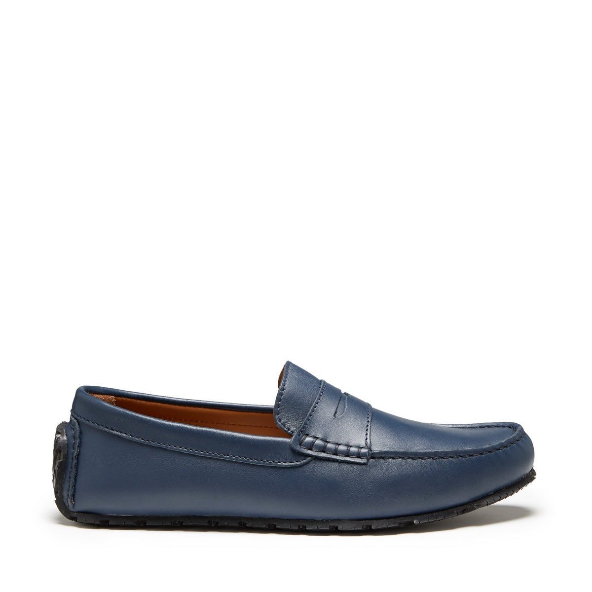 Mocassini Driving Tyre Sole Penny, pelle blu notte