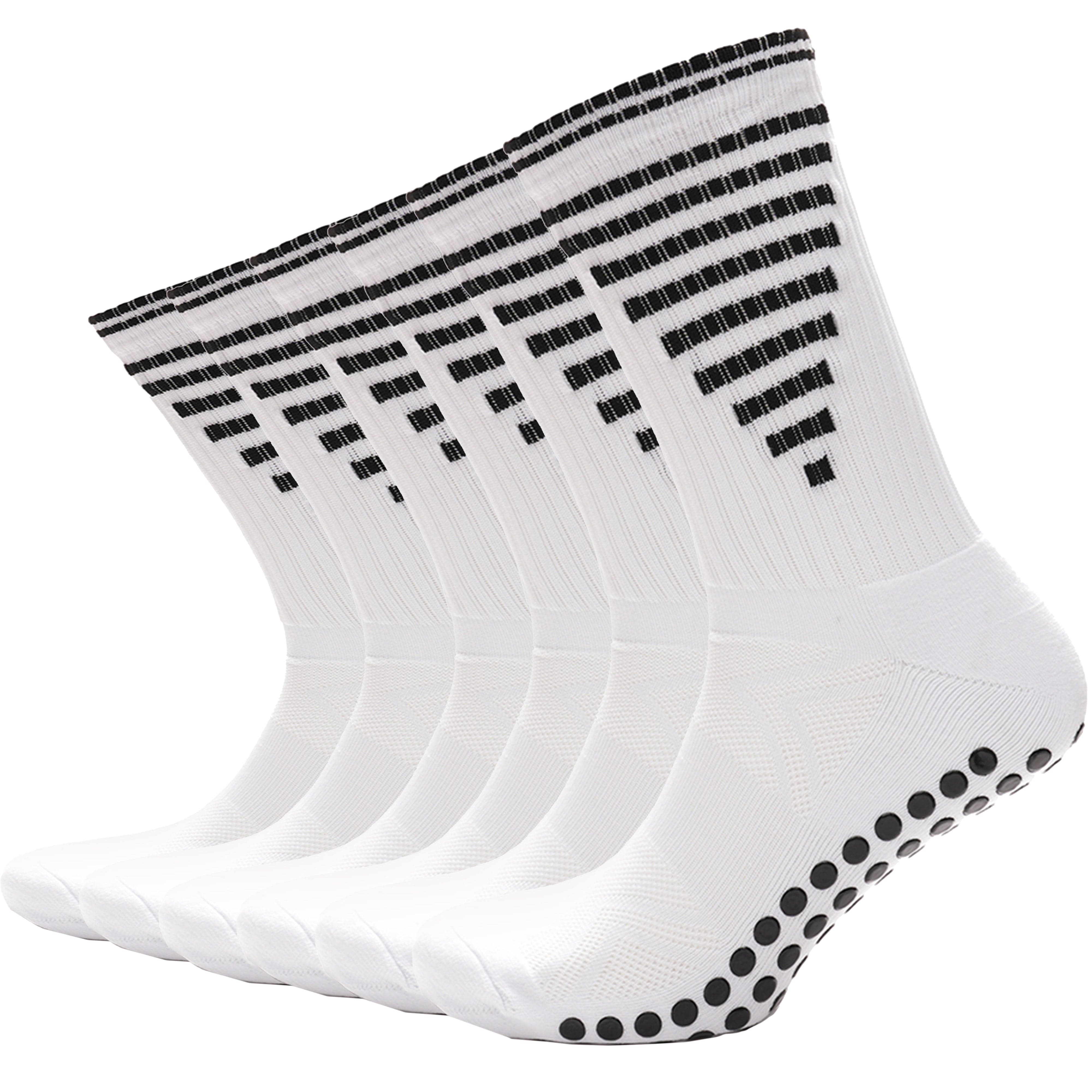 Sock Stack Weiße Anti-Rutsch Fußball-Grip-Socken für Herren, 3 Paar, ideal für Fitnessstudio, Laufen, Yoga, Trekking, Wandern, rutschfeste Polsterung für Stabilität