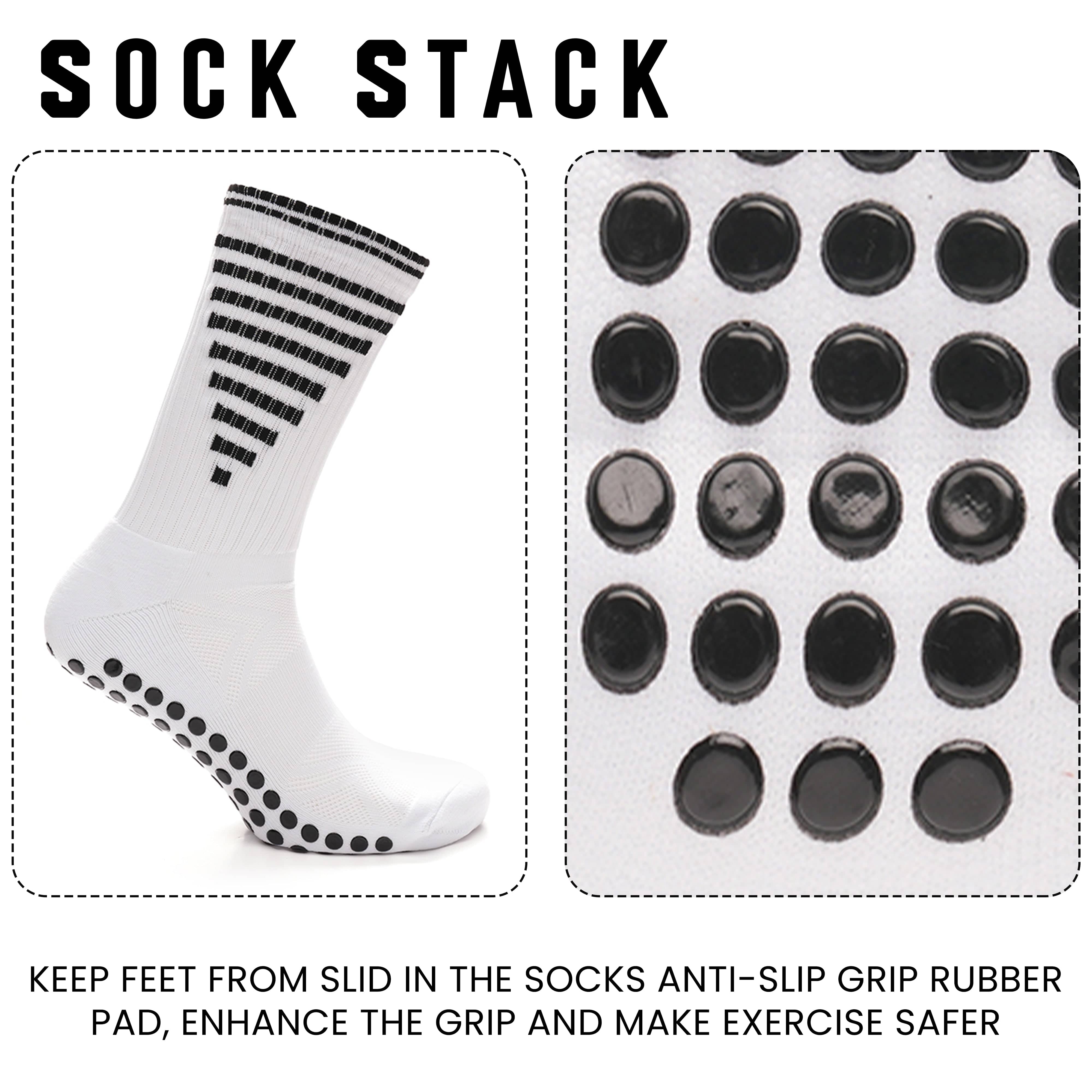 Sock Stack Weiße Anti-Rutsch Fußball-Grip-Socken für Herren, 3 Paar, ideal für Fitnessstudio, Laufen, Yoga, Trekking, Wandern, rutschfeste Polsterung für Stabilität