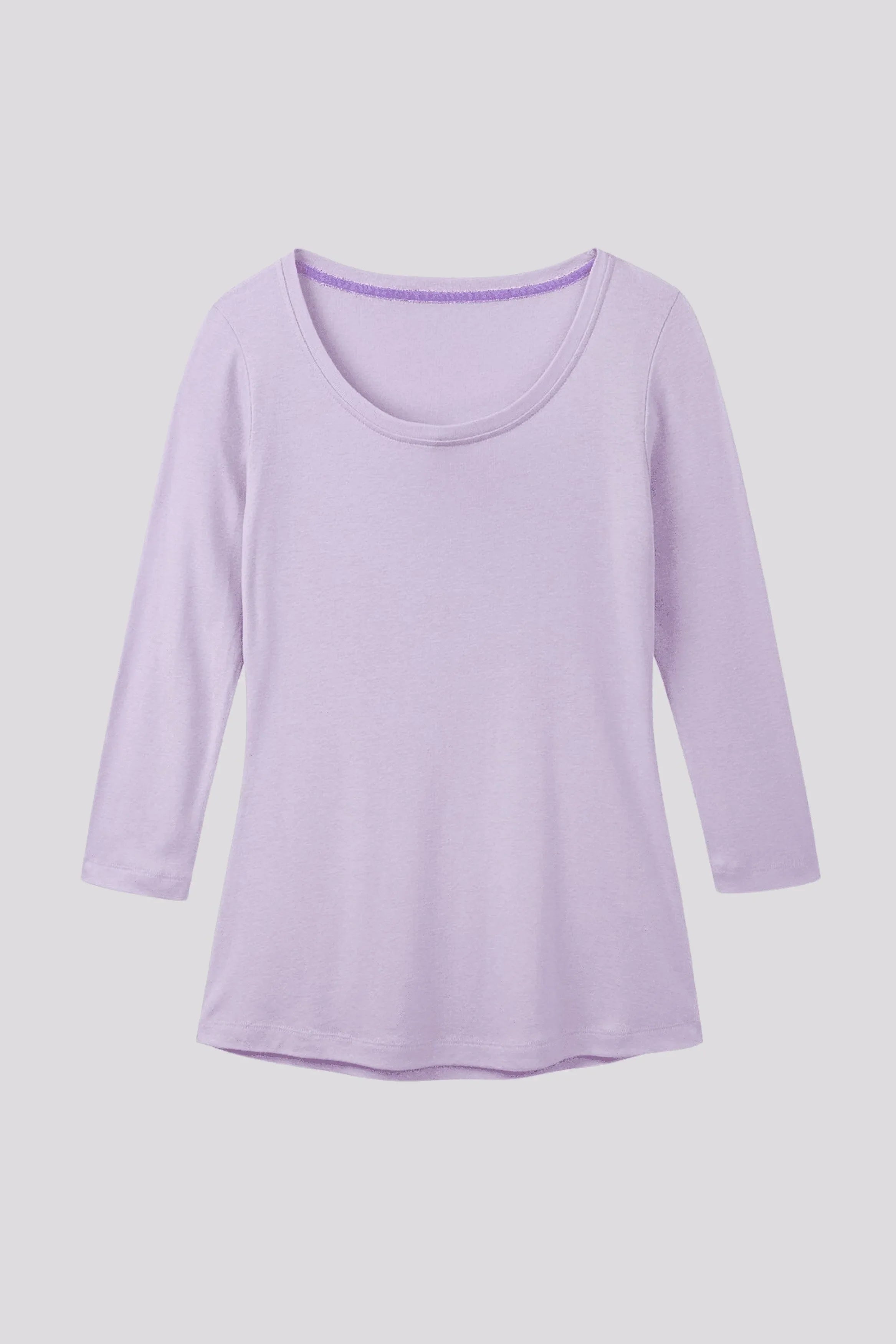 Dreiviertelarm-T-Shirt aus Baumwoll-Modal-Mix mit Rundhalsausschnitt
