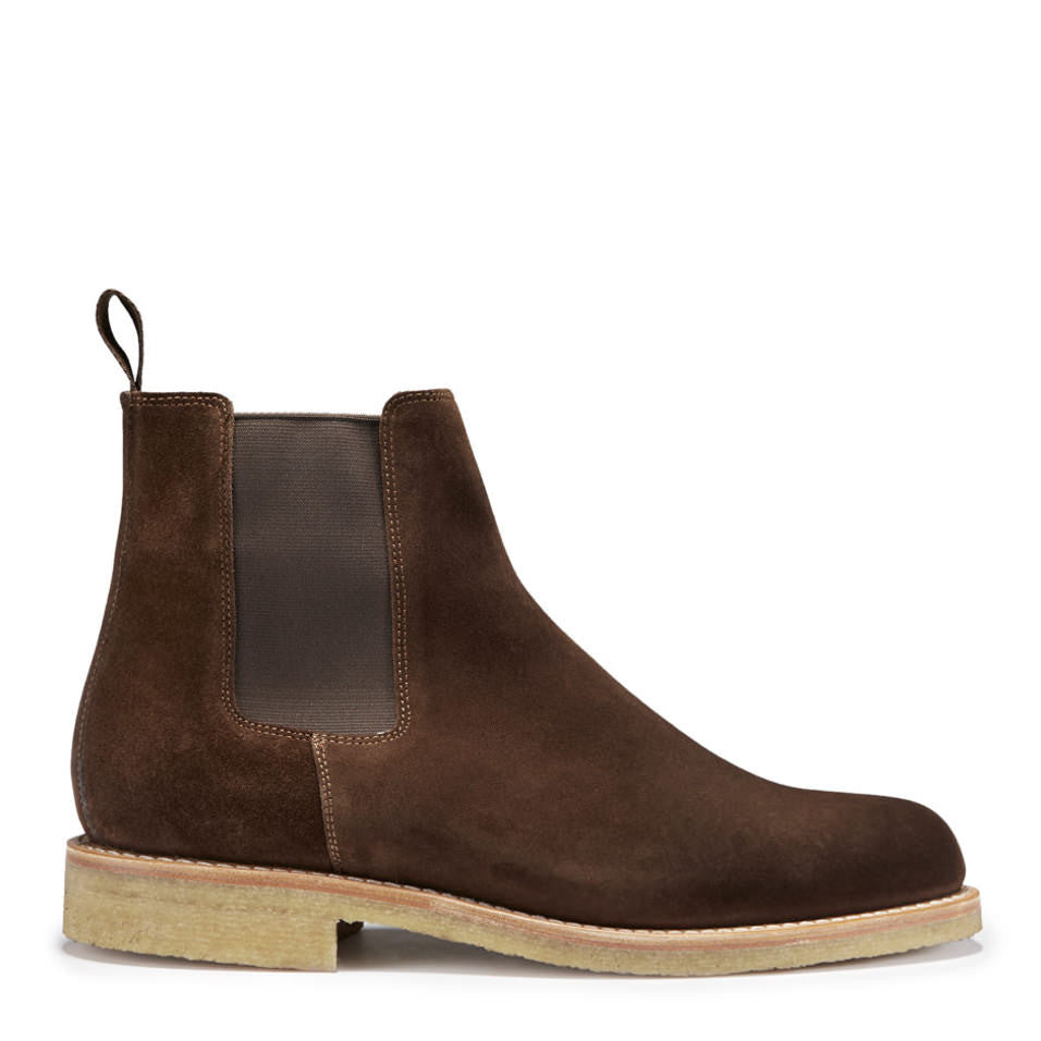 Braune Chelsea-Boots aus Wildleder, mit Kreppsohle rahmengenäht