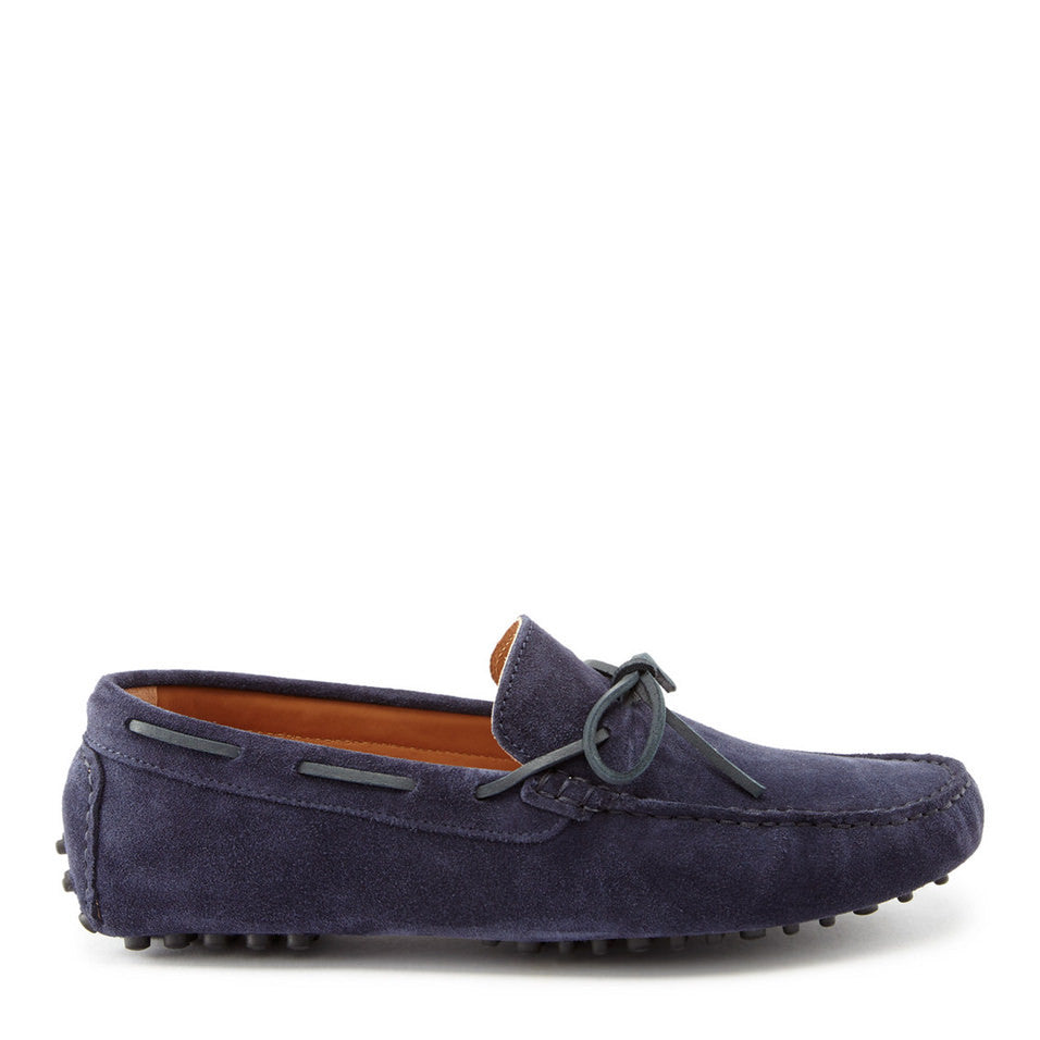 Geschnürte Driving Loafers, marineblaues Wildleder