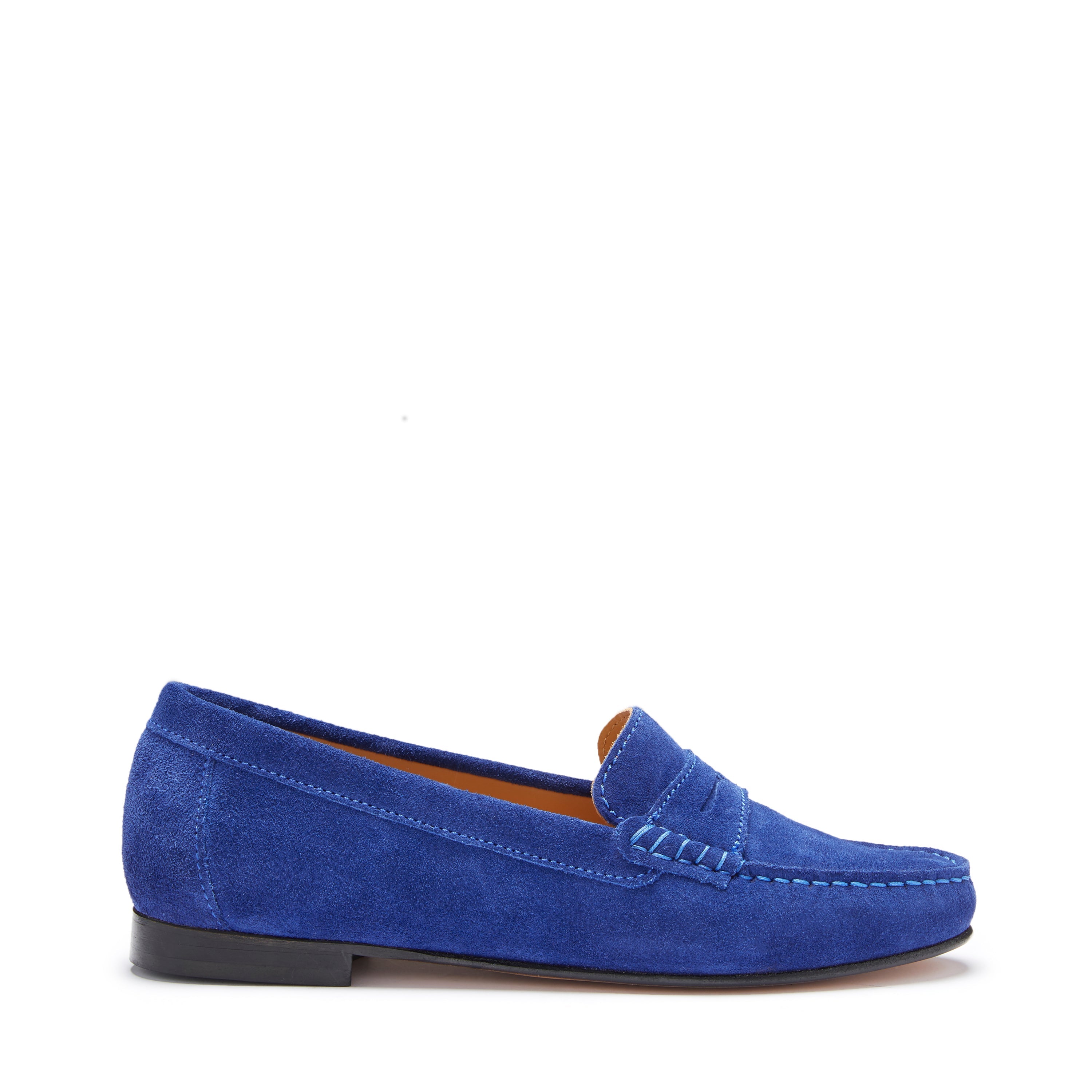 Damen Penny Loafer Leder Sohle, Tinte blau Wildleder
