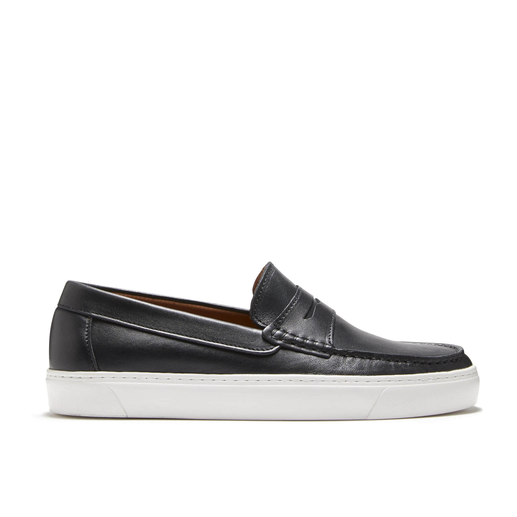 Slipper-Sneaker-Loafer, schwarzes Leder