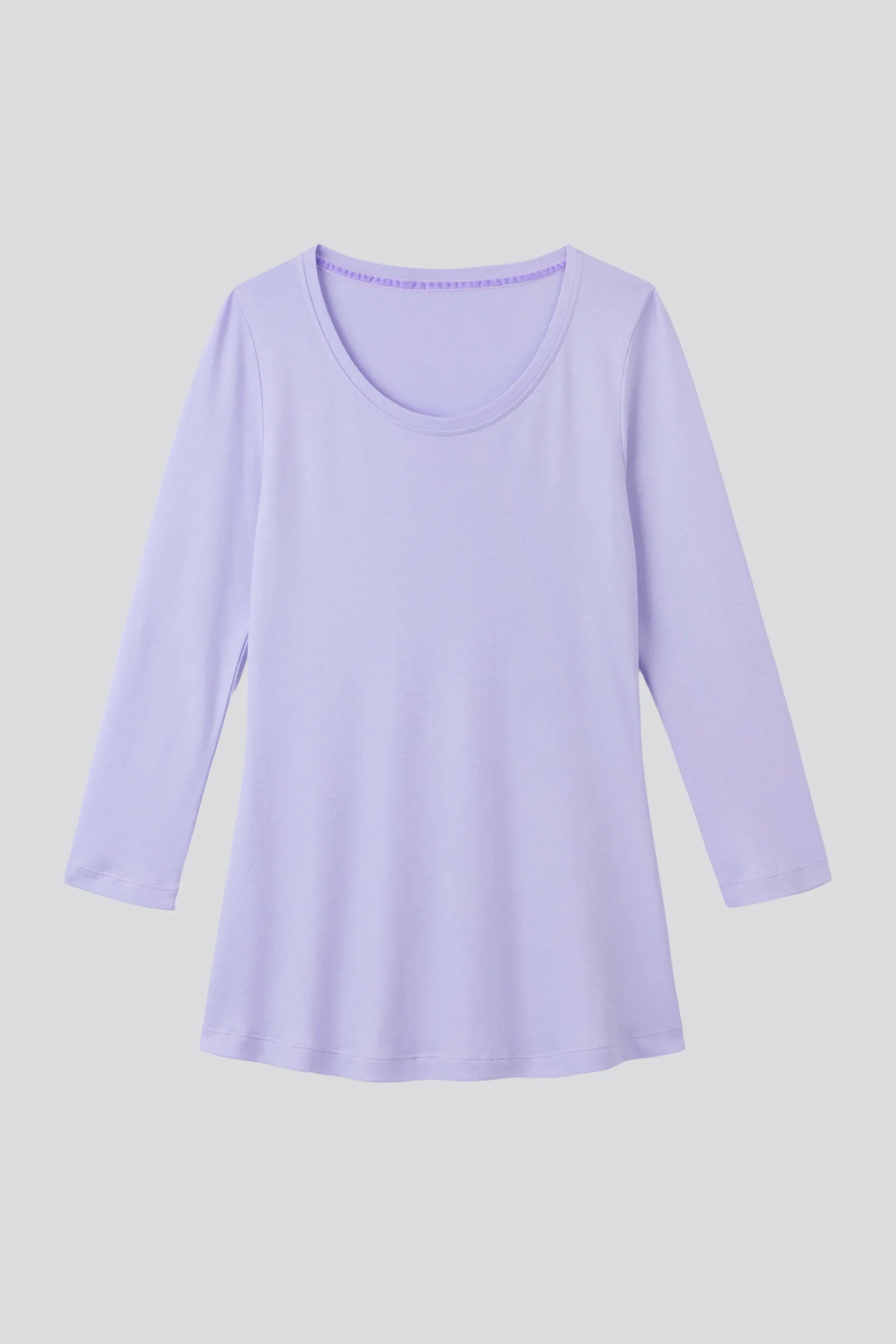 Dreiviertelarm-T-Shirt aus Baumwoll-Modal-Mix mit Rundhalsausschnitt