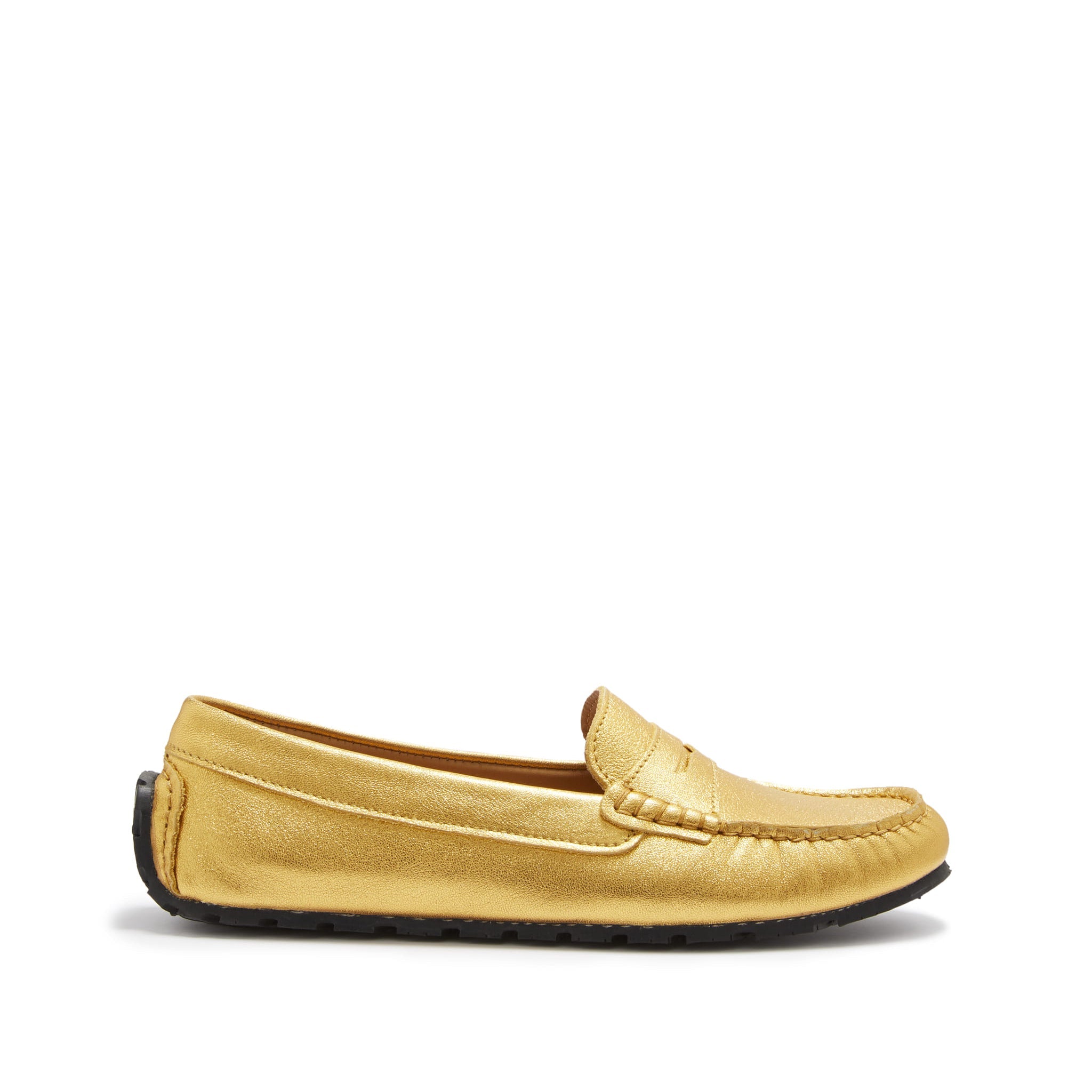 Damen Penny Loafers mit Profilsohle, gelbgoldenes Leder