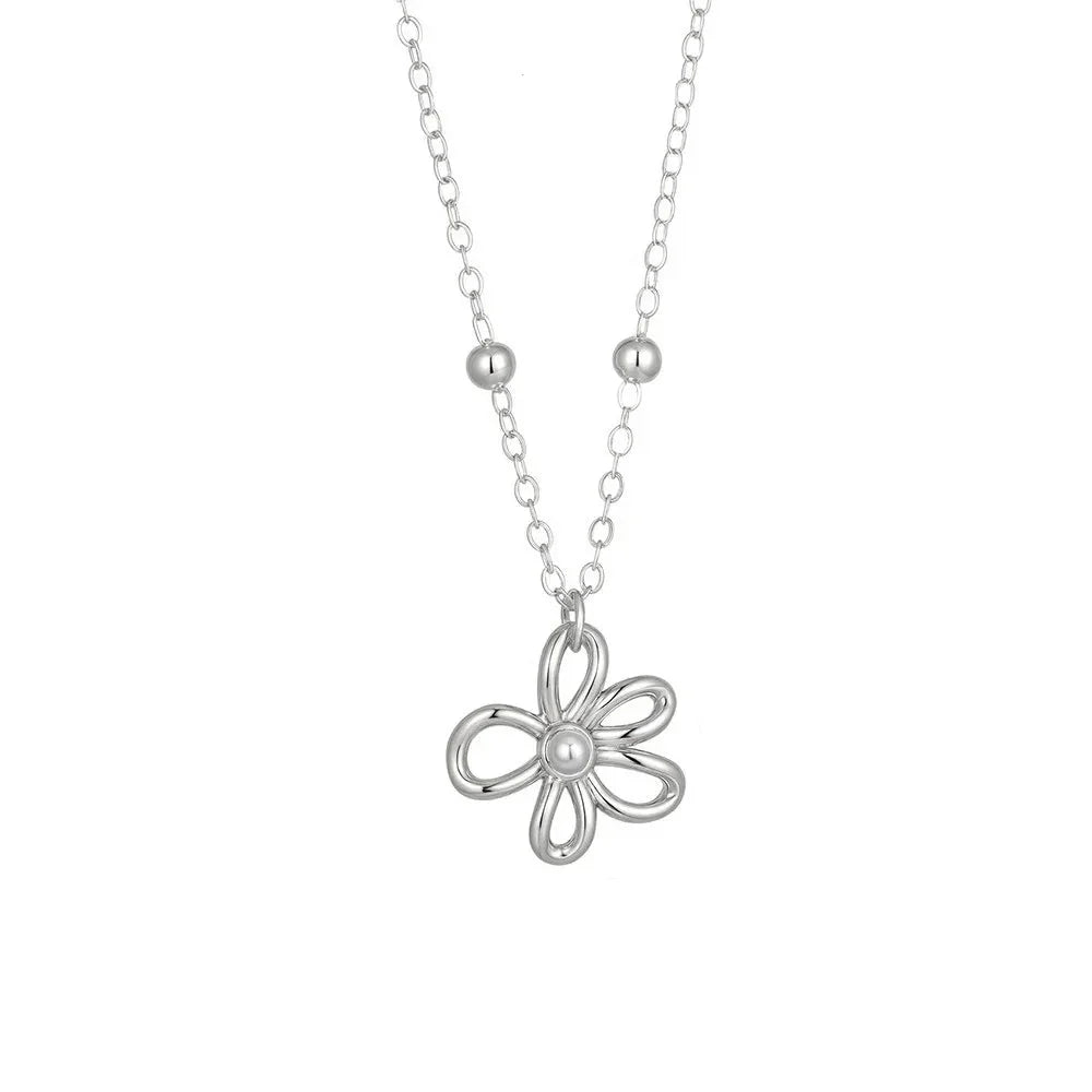 18K Gold Plated Flower Necklace with Pearl