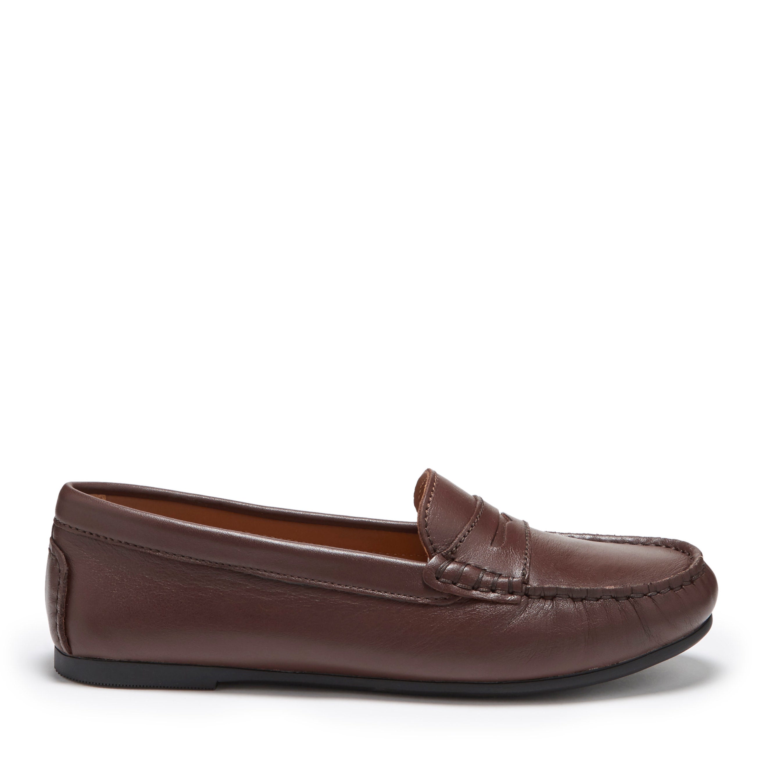 Damen-Slipper Penny Driving Loafers Vollgummi-Sohle, braunes Leder
