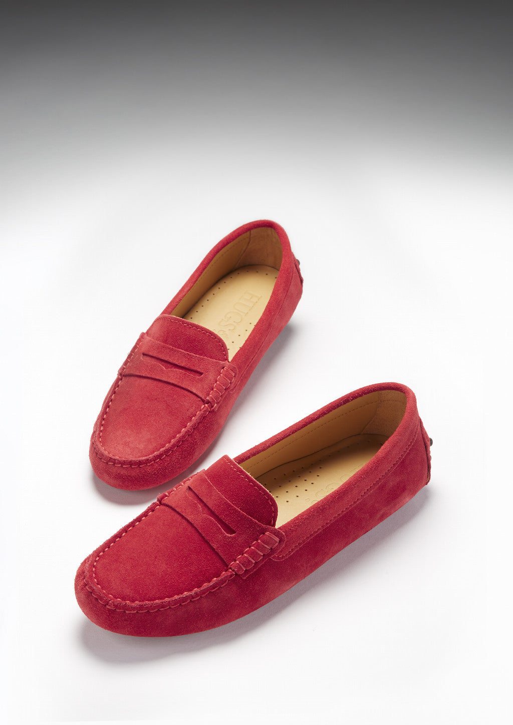 Penny Slipper aus rotem Wildleder für Damen