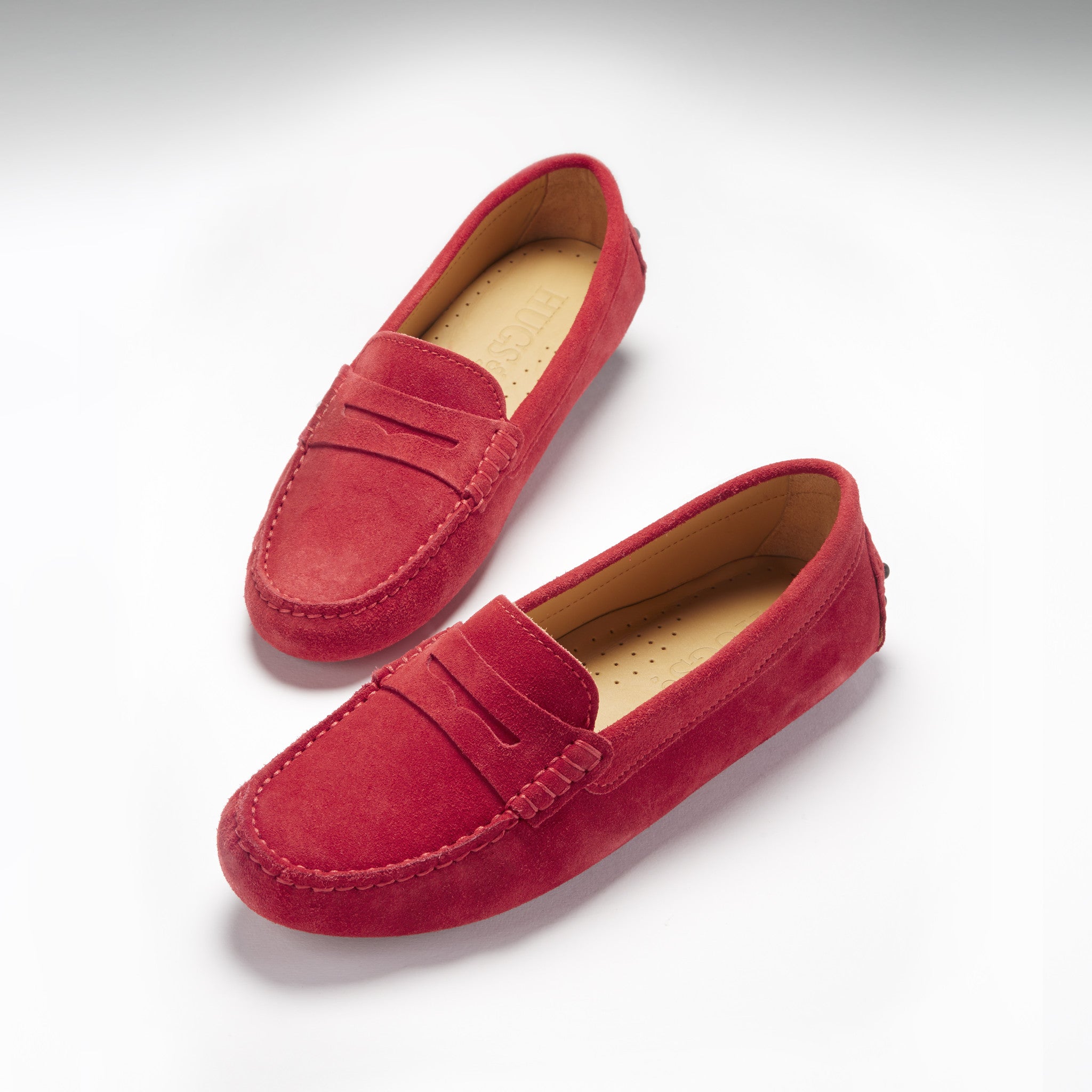 Penny Slipper aus rotem Wildleder für Damen