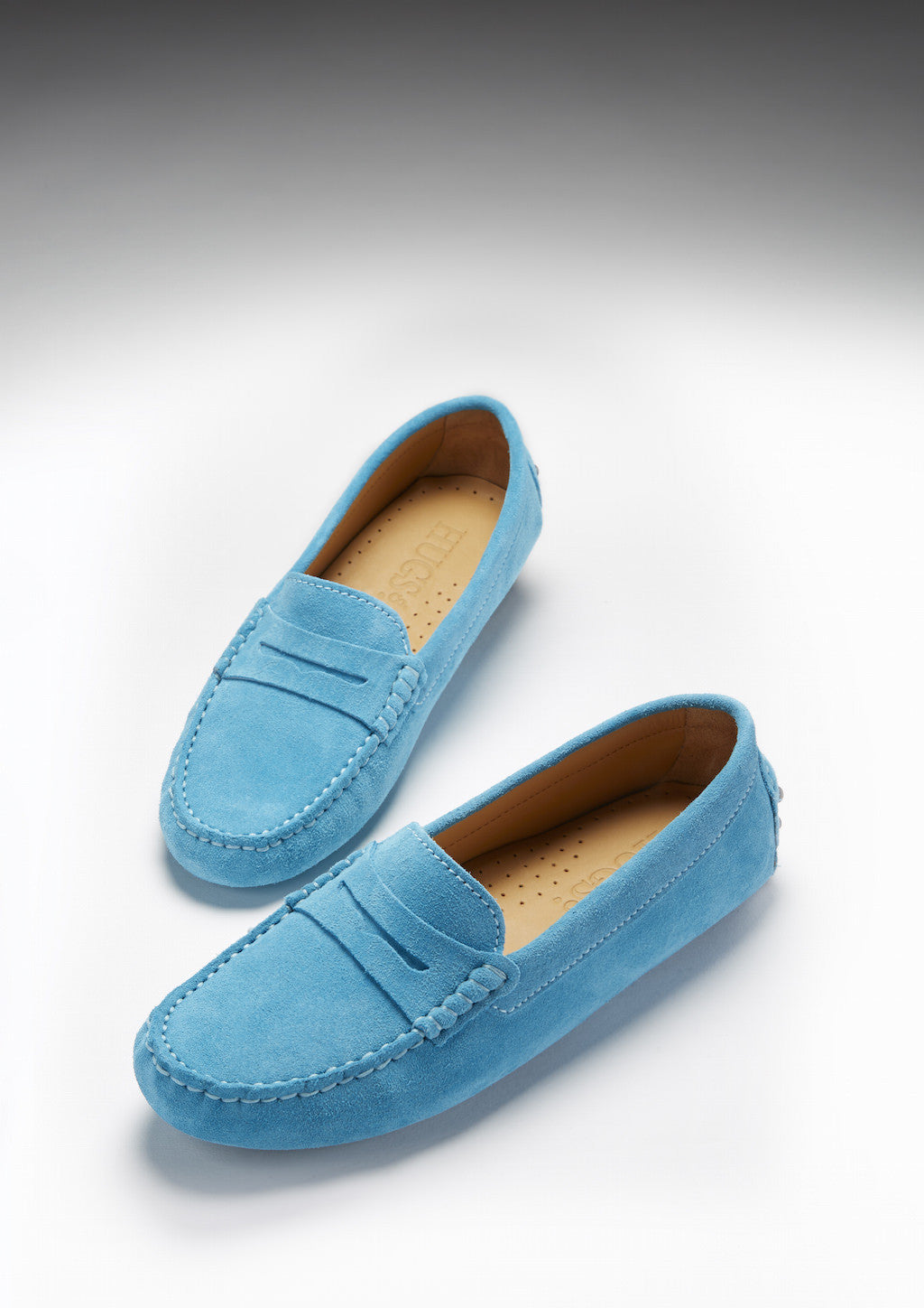 Damen-Penny-Slipper, türkises Wildleder