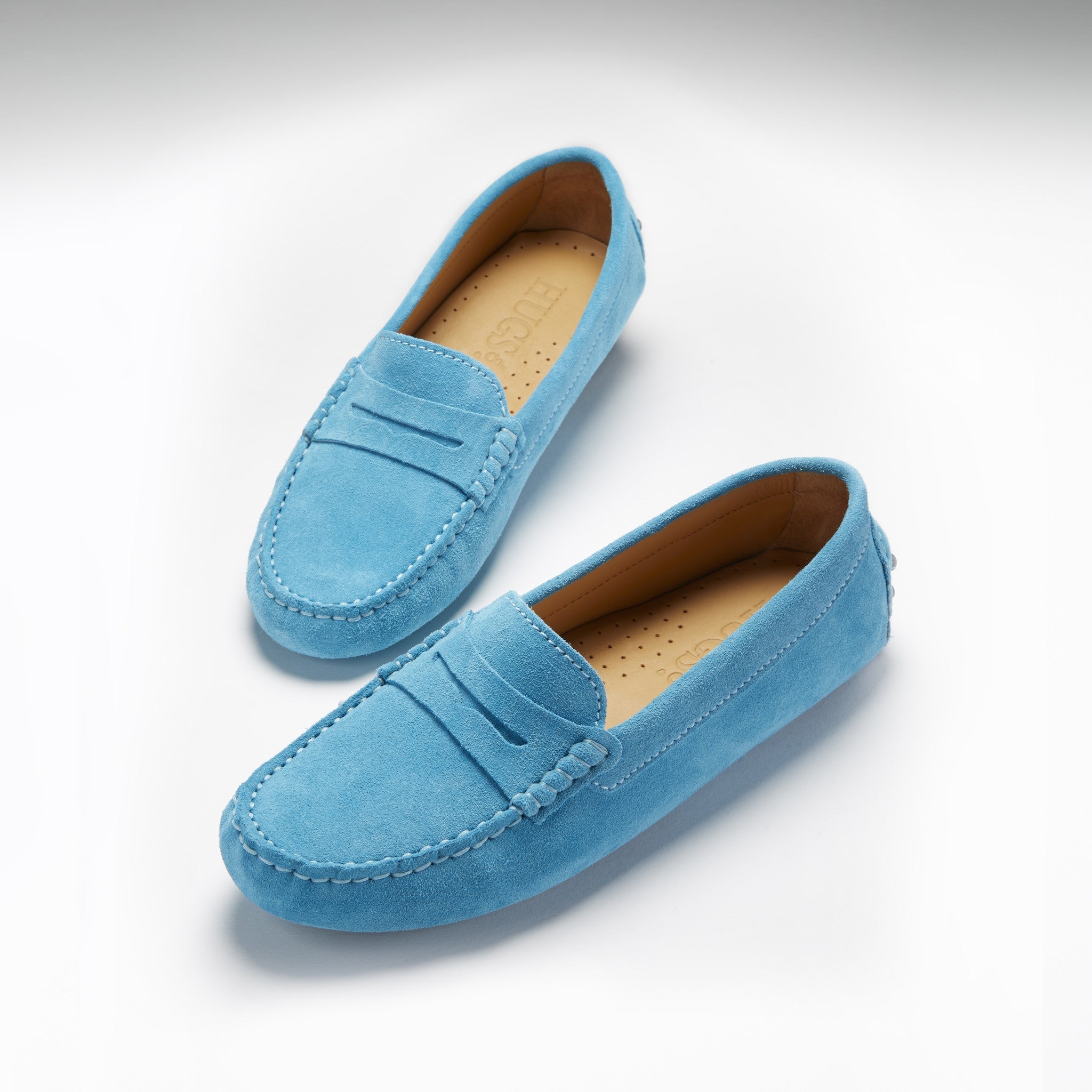 Damen-Penny-Slipper, türkises Wildleder