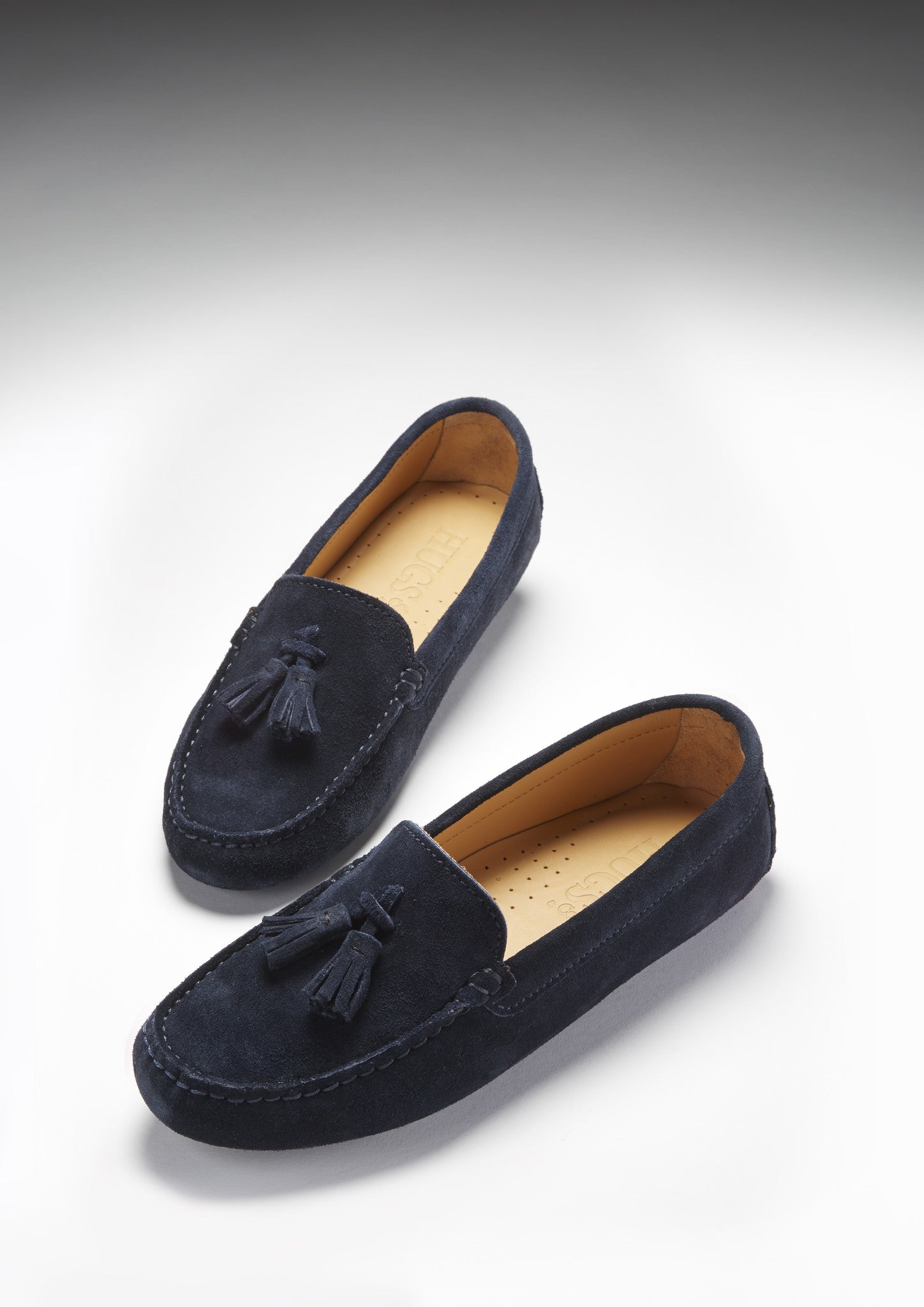Damen Mokassins mit Quasten, marineblaues Wildleder