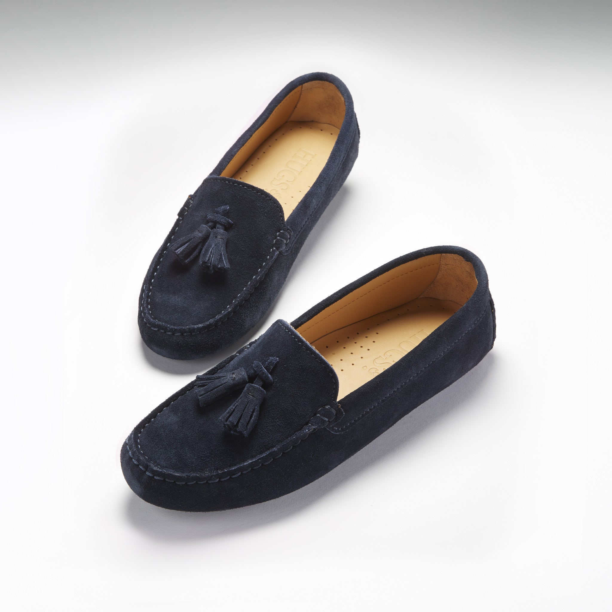 Damen Mokassins mit Quasten, marineblaues Wildleder