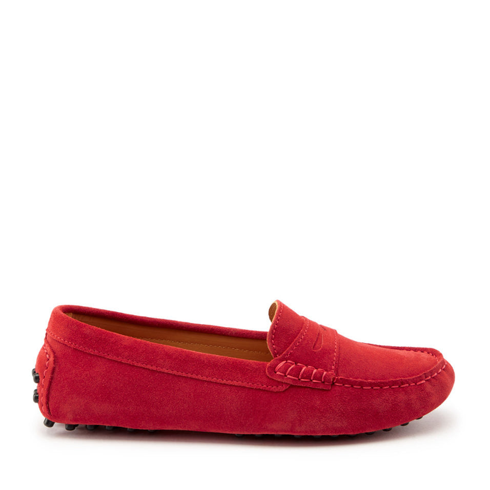 Penny Slipper aus rotem Wildleder für Damen