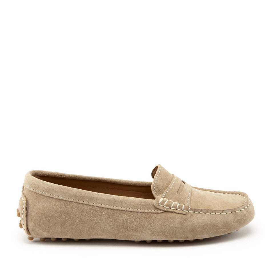 Damen Penny-Mokassins, taupefarbenes Wildleder
