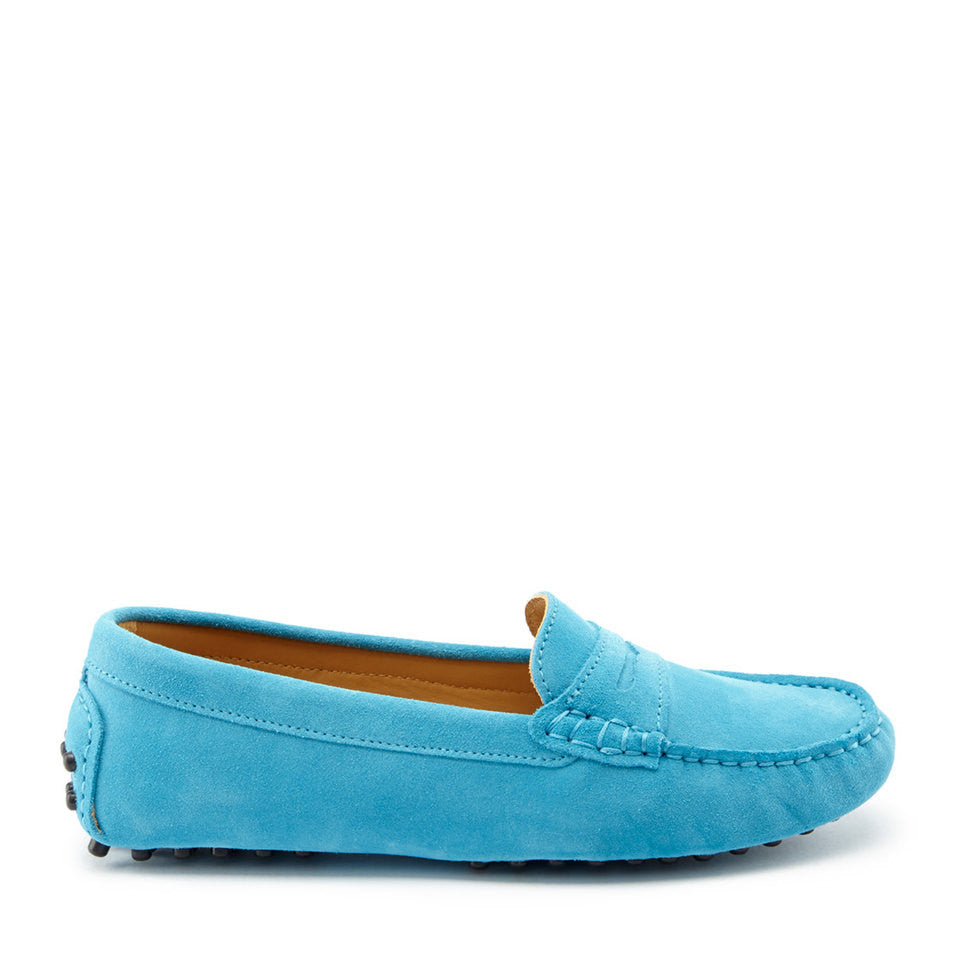 Damen-Penny-Slipper, türkises Wildleder